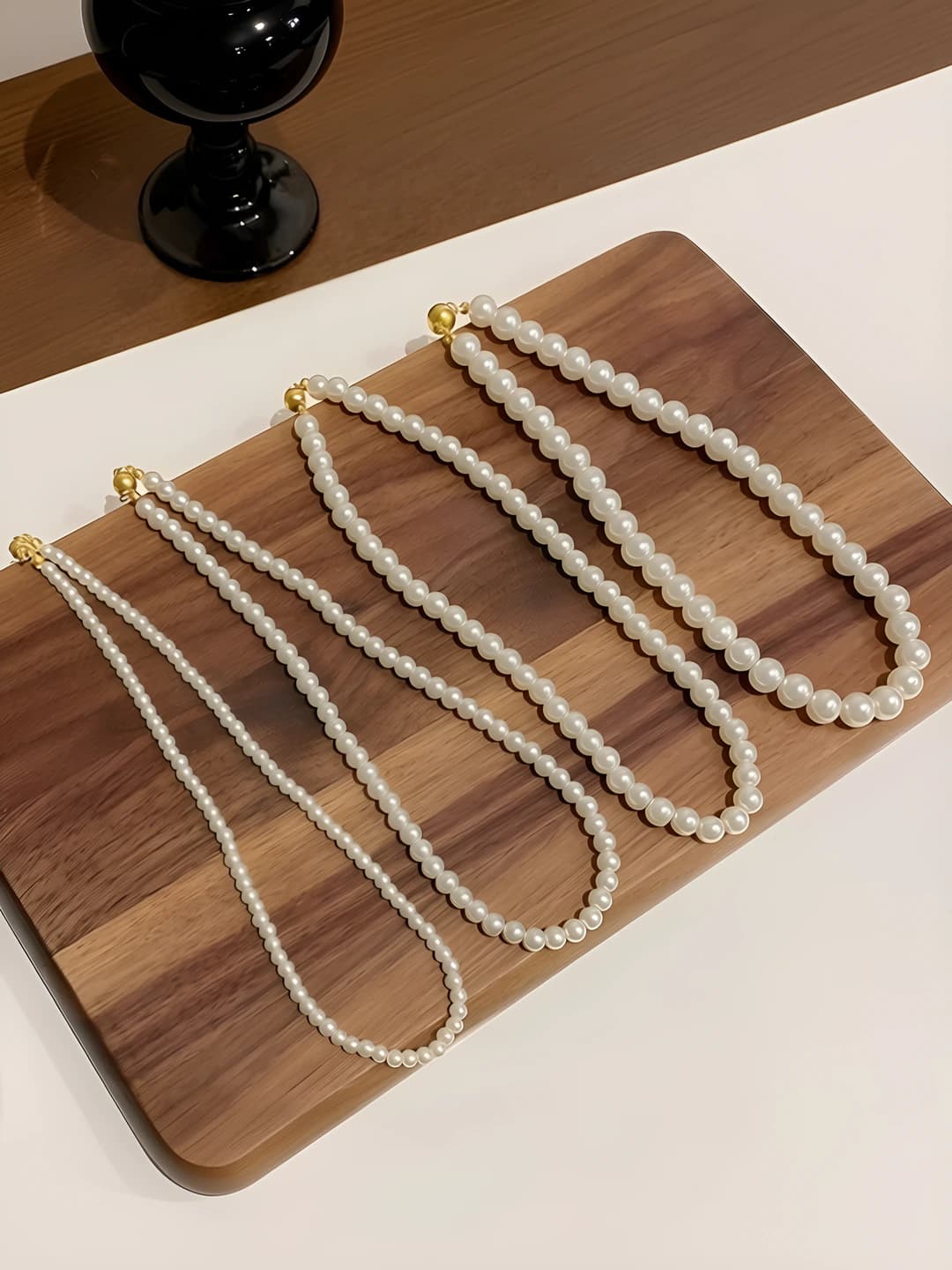 Women's 2026 Korean style retro magnetic clasp 10mm pearl strand necklace