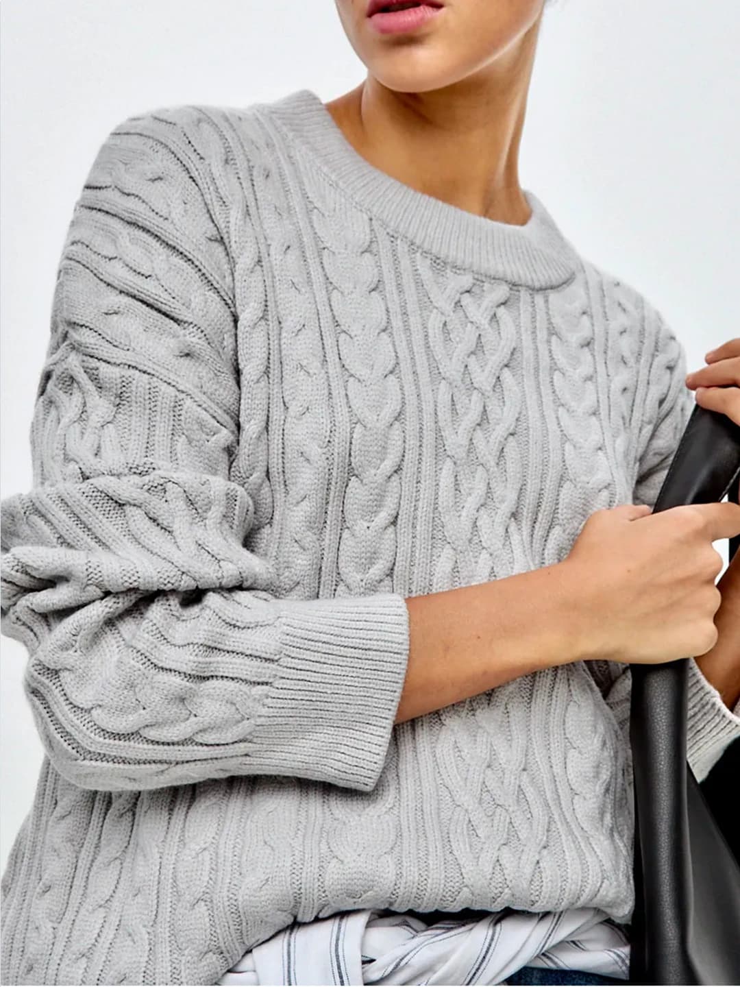 Women's cashmere-look sweater, crew neck, long sleeve, slim fit, solid colour, autumn-winter