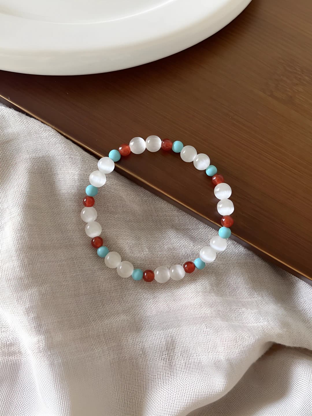 Women's retro style bracelet, natural agate, simple design in new Chinese style