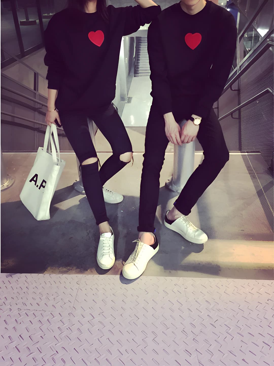 Women's autumn-winter fleece-lined thickened long sleeve crew neck loose fit printed sweatshirt