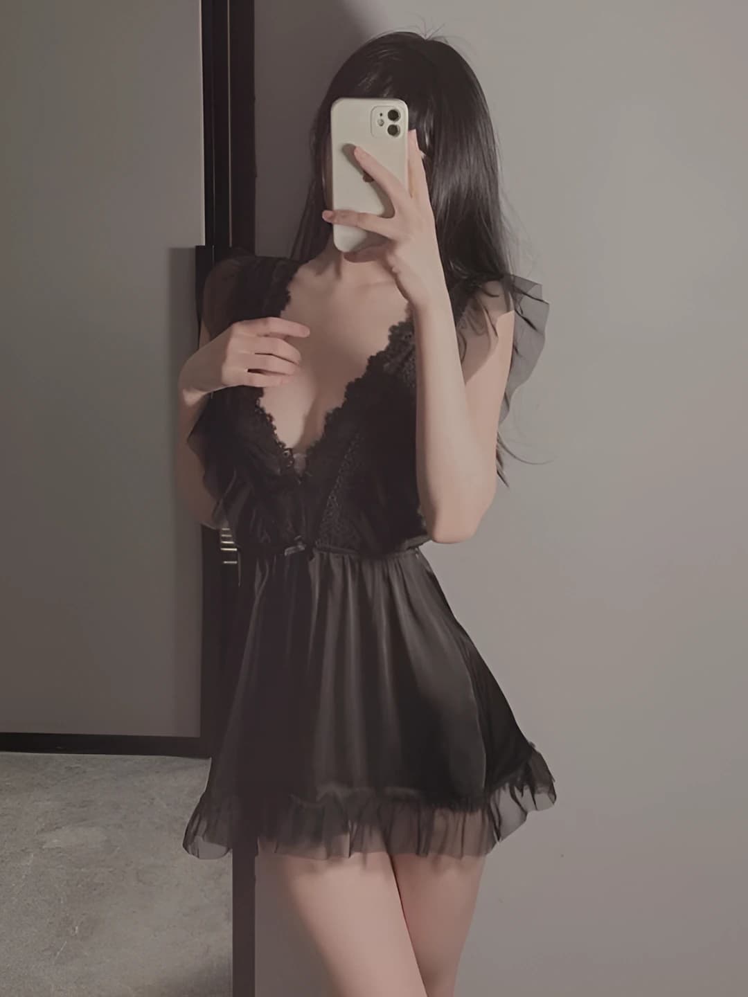 Женский комплект кружевного белья: ночная сорочка и пижама из «ледяного шёлка», низкий вырез, 95% полиэстер