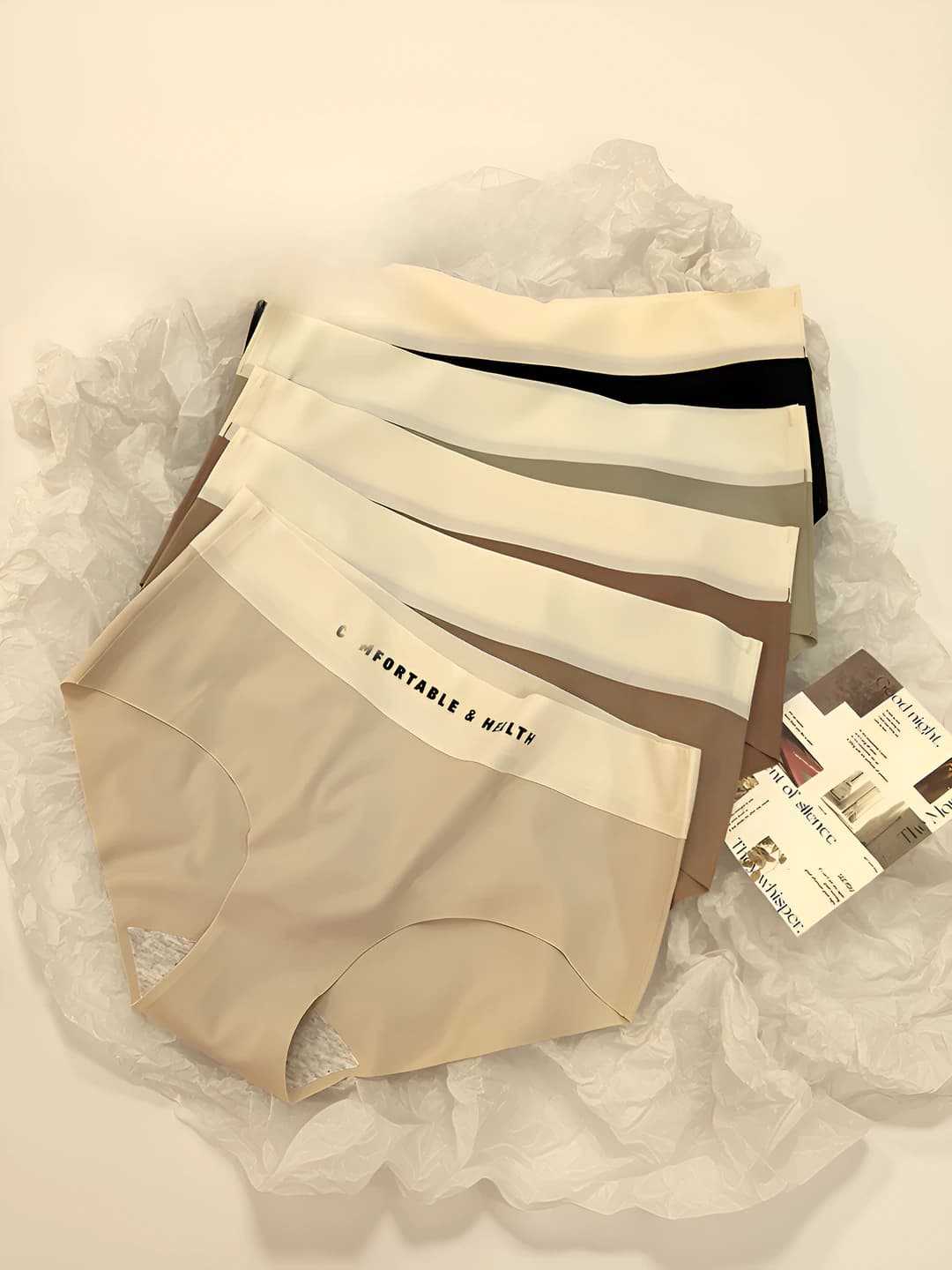 Women's seamless ice-silk fabric briefs for summer, mid-waist, tummy control, solid colour, plus size