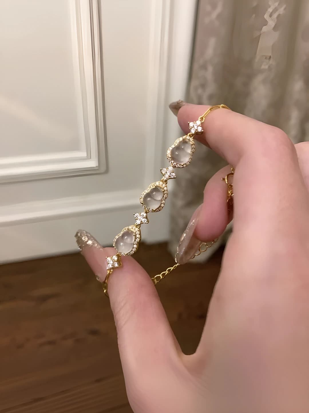 Women's bracelet in new Chinese style with gourd design, zinc alloy, electroplating, design element: gourd
