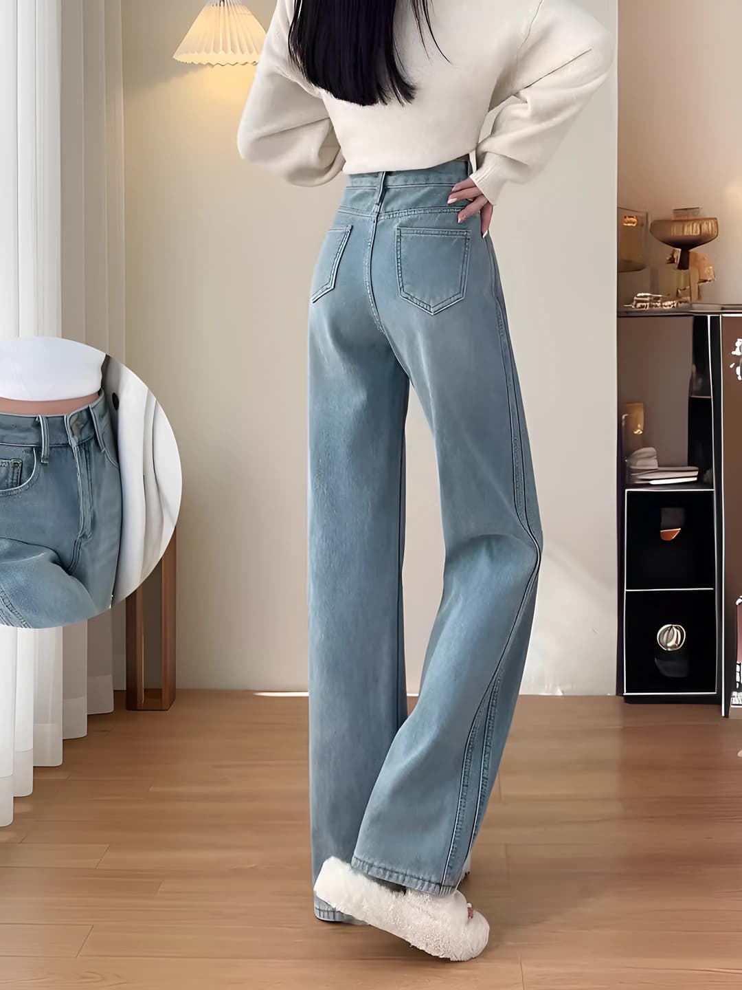 Women's wide and flared jeans 2026 spring-autumn, high waist, straight cut, loose fit, for petite