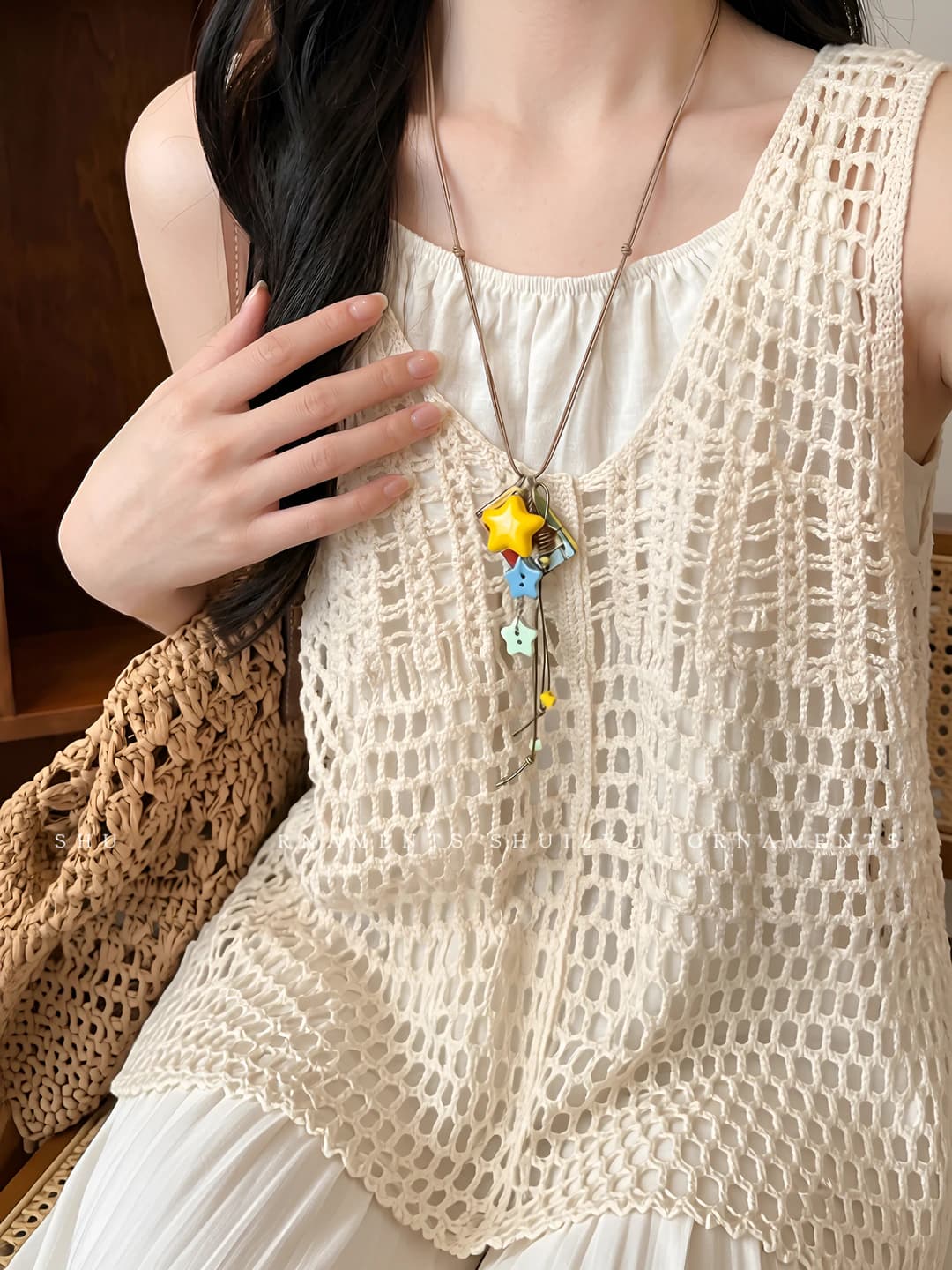 Summer dopamine star necklace, women's, Korean style, 2026, unique design, cute cartoon, long sweater chain accessory
