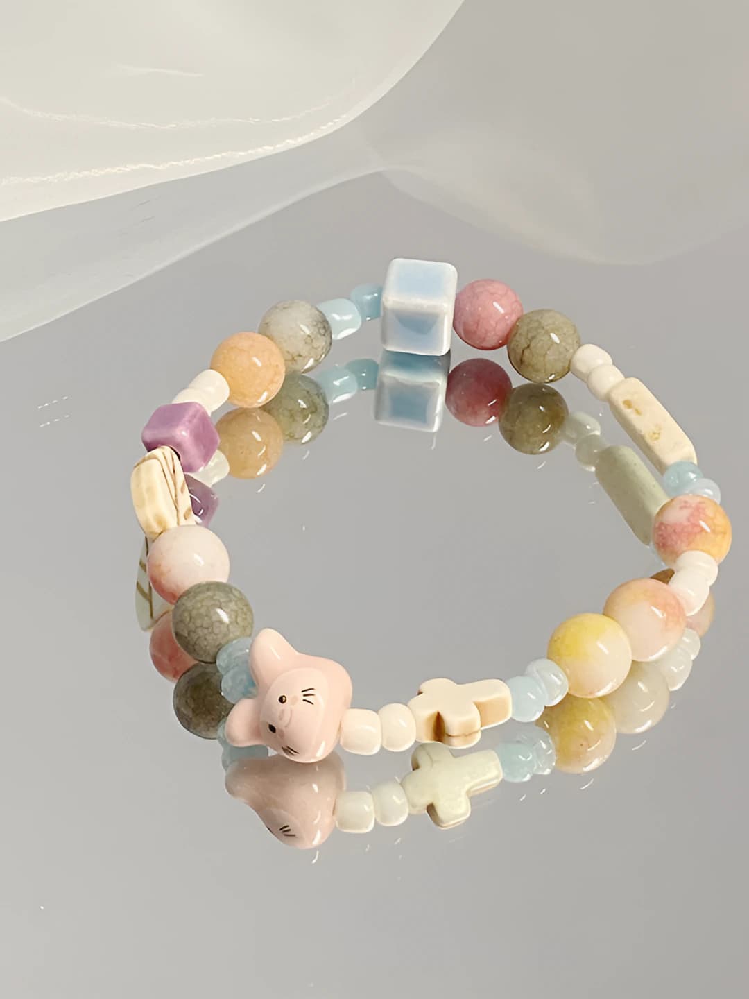 Pink cat head bracelet