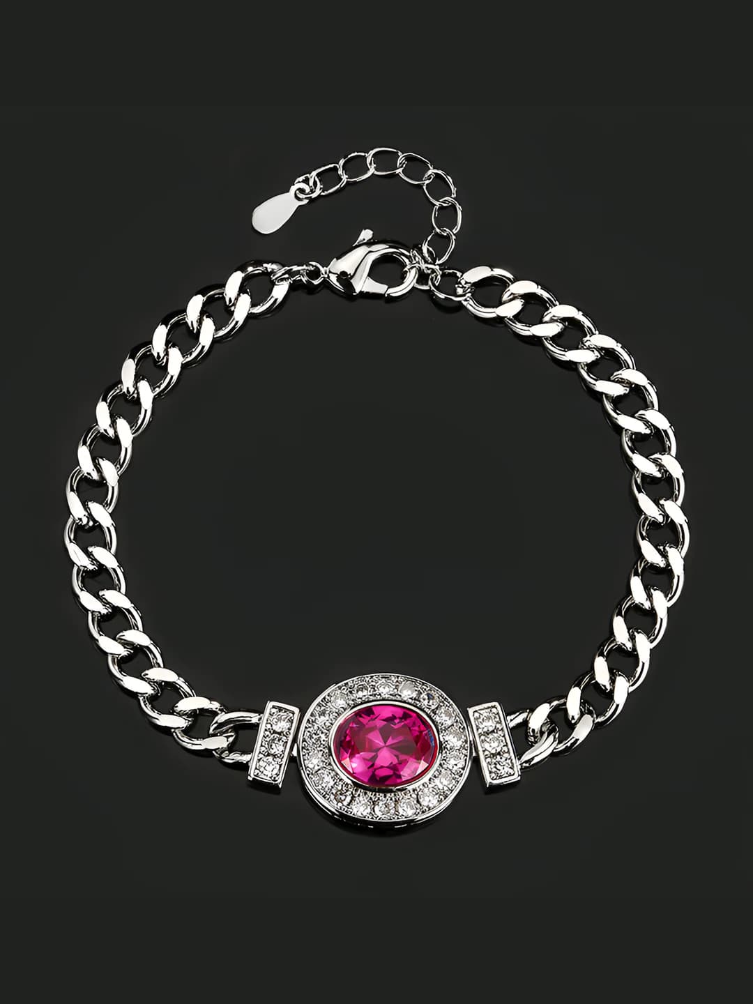White gold red ruby 3# bracelet