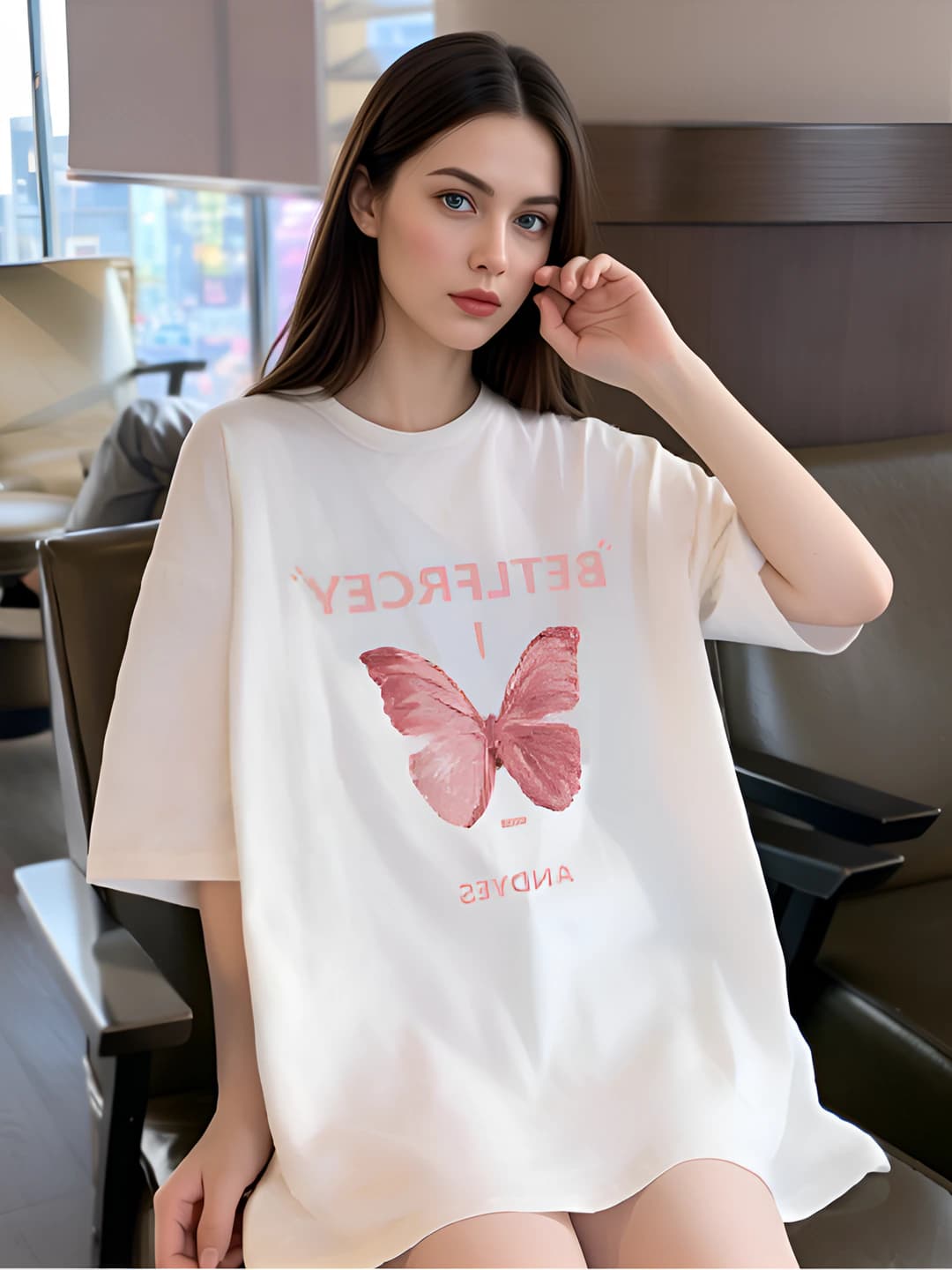 Women's printed t-shirt in Korean style, loose fit, short sleeve, summer 2026