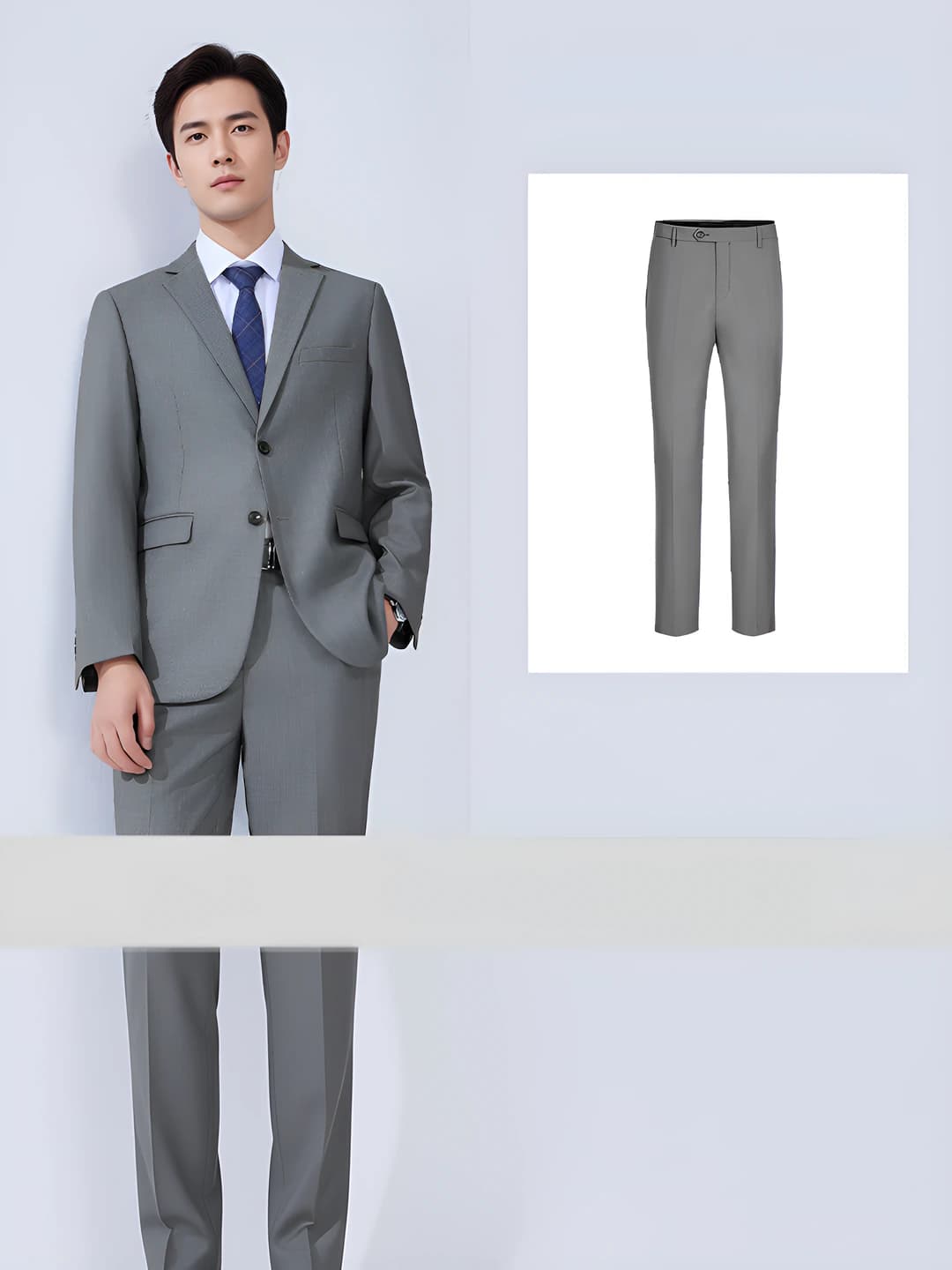 Light gray men's suit + men's trousers