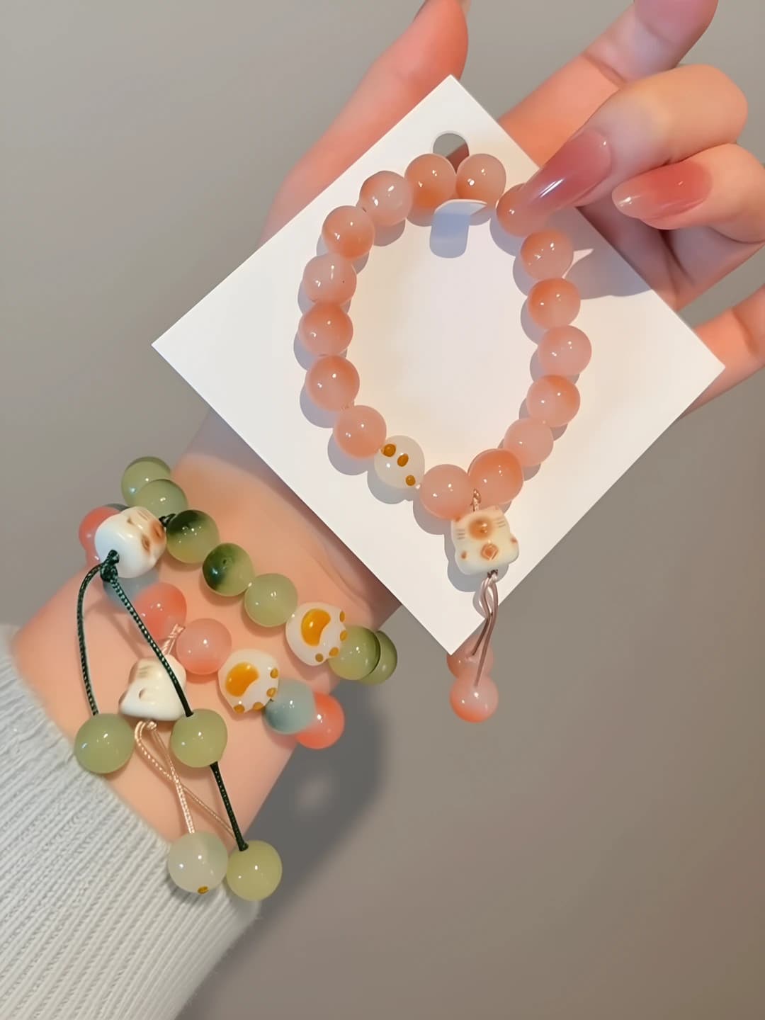 Bracelet for girls: handmade, mixed material, cartoon style, Japanese-Korean style, fresh and sweet design element