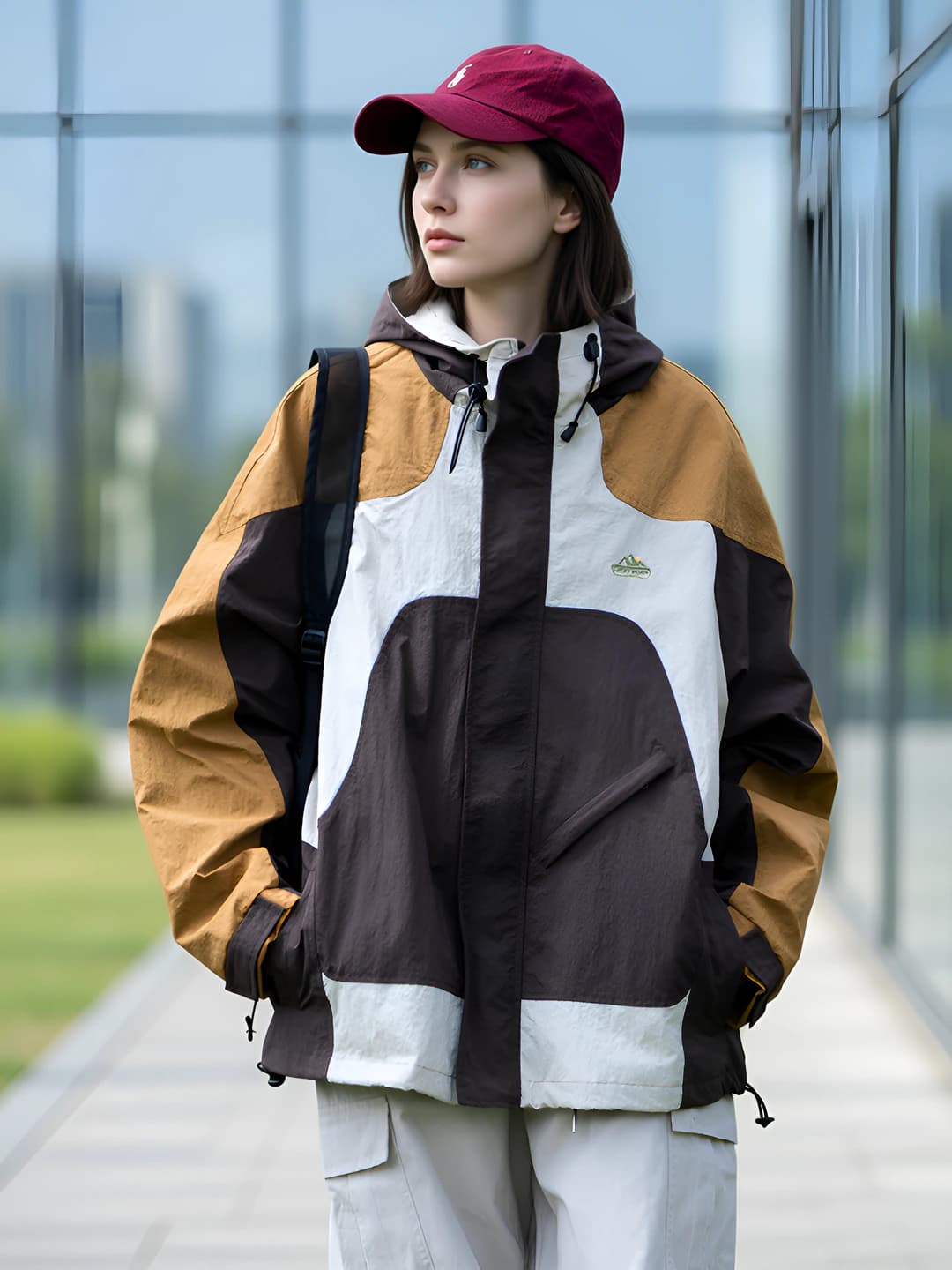 Women's spring-autumn light jacket and windbreaker, loose fit, long sleeve, zip, casual
