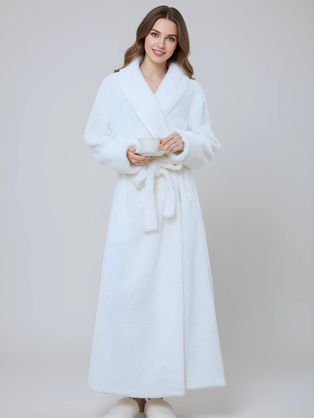White Women Bebe velour robe