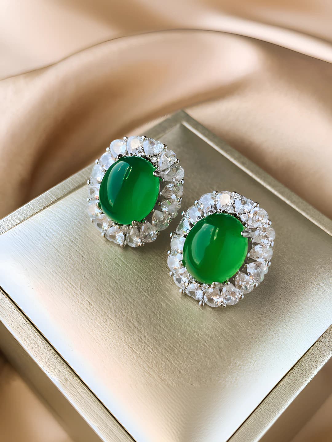 Green chrysoprase studs