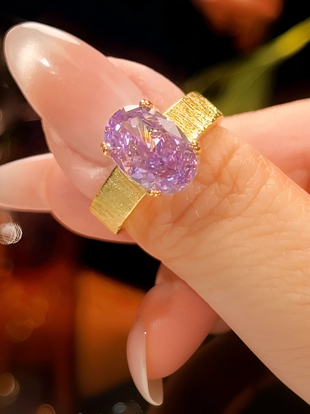 Purple diamond ring