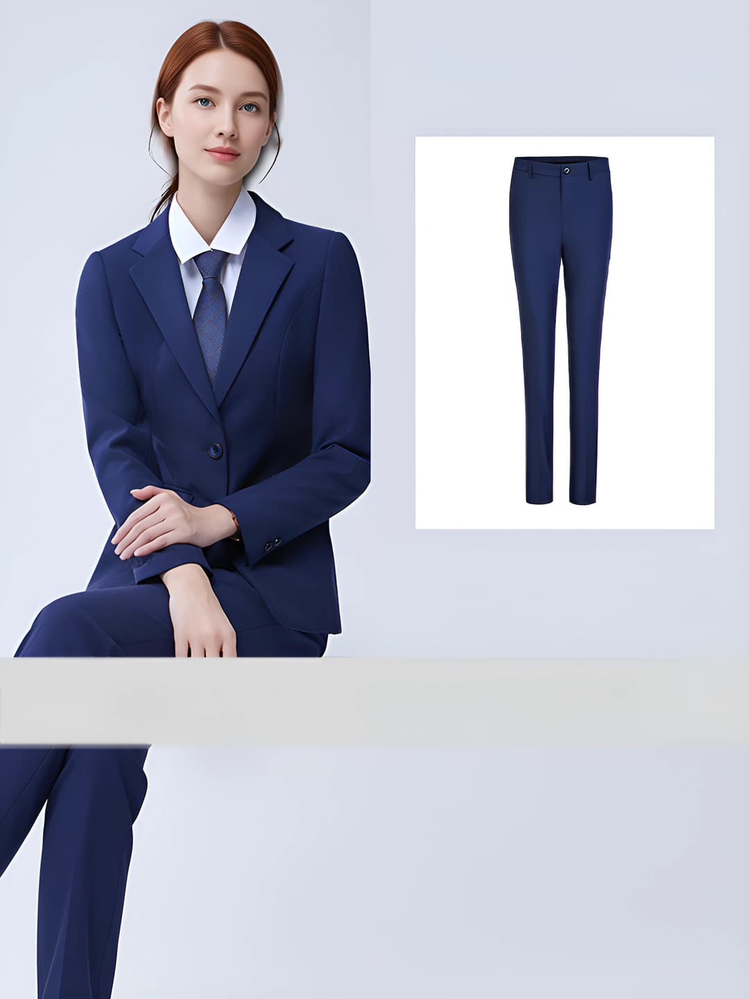 To'q ko'k - Ayol kostum + Shoson