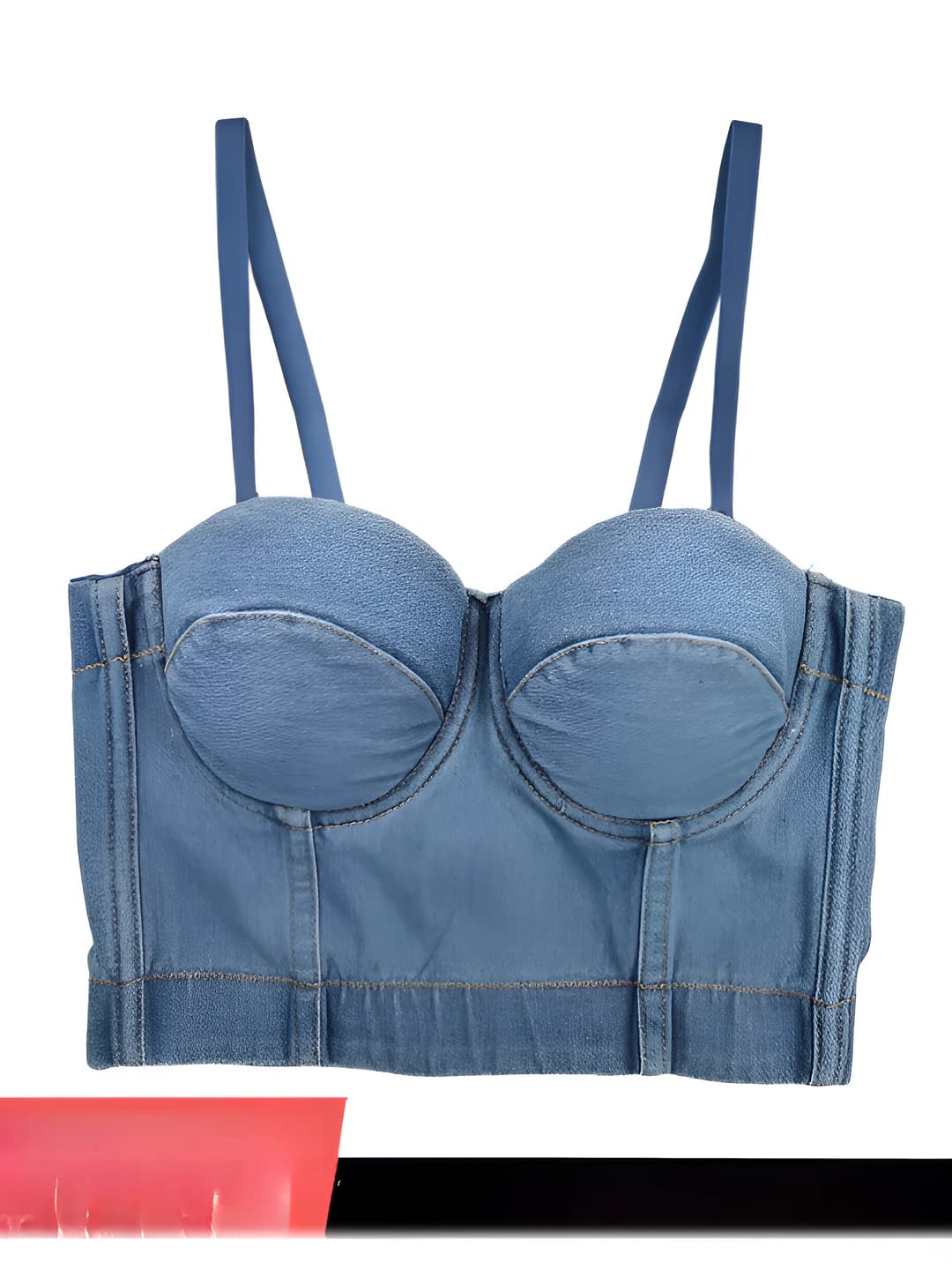 Ayollar uchun denim bustier korset, ichki qismida ko'kragich, yig'uvchi, baliq suyakli, qisqa, havo o'tkazuvchan, orqa ochiq