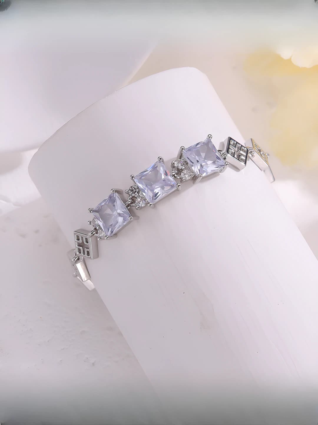 Women's light luxury square geometric bracelet with zircon inlays