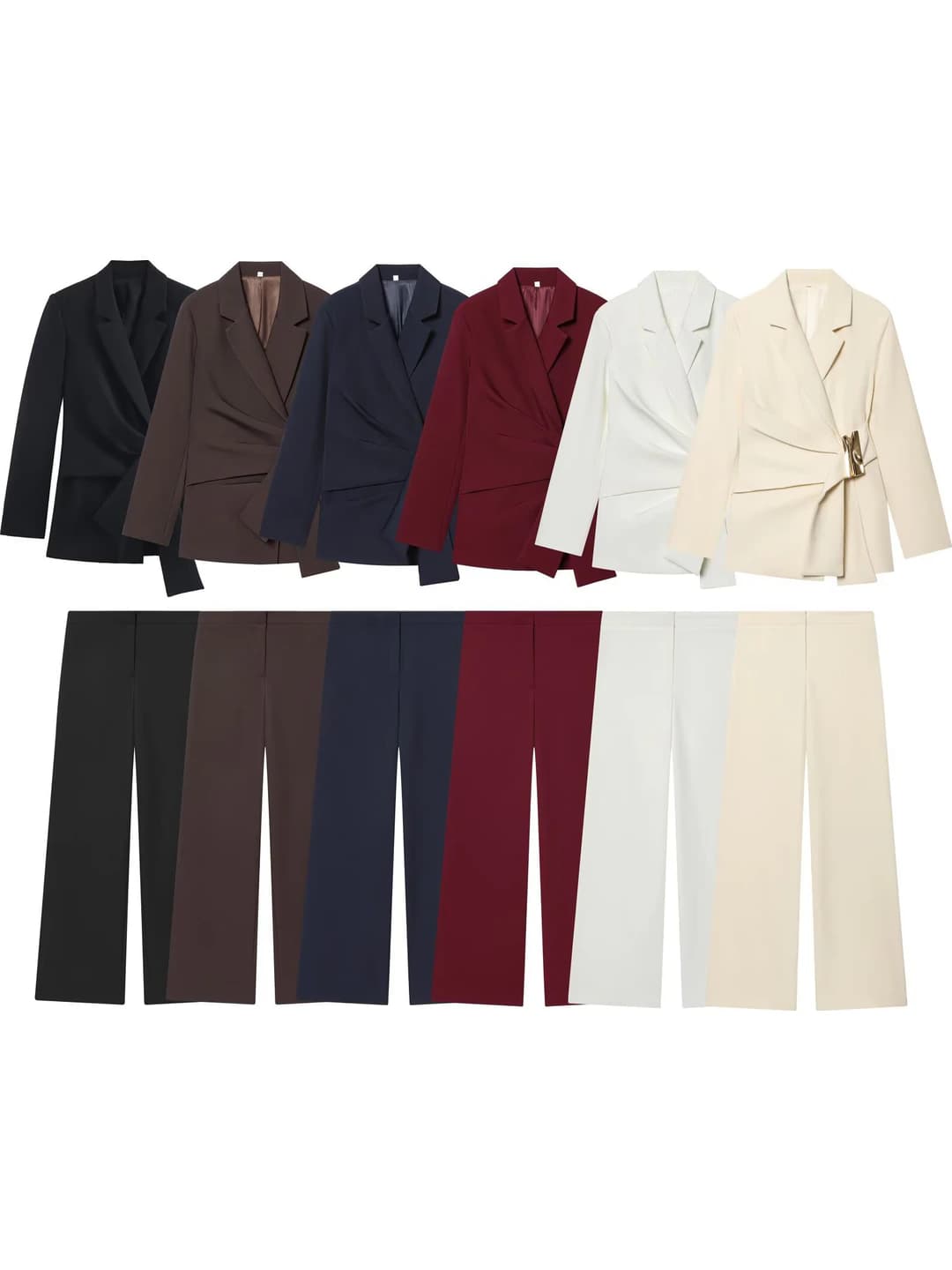 Women's solid colour slim fit blazer 2026, V-neck, long sleeve, polyester
