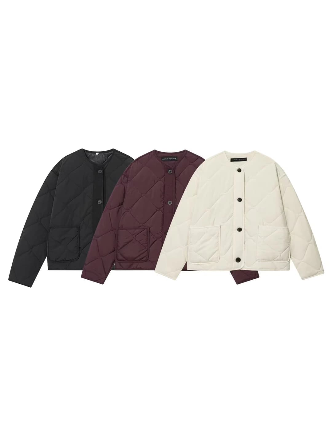 Women's spring-autumn crew neck solid colour A-line long sleeve button closure pocket jacket