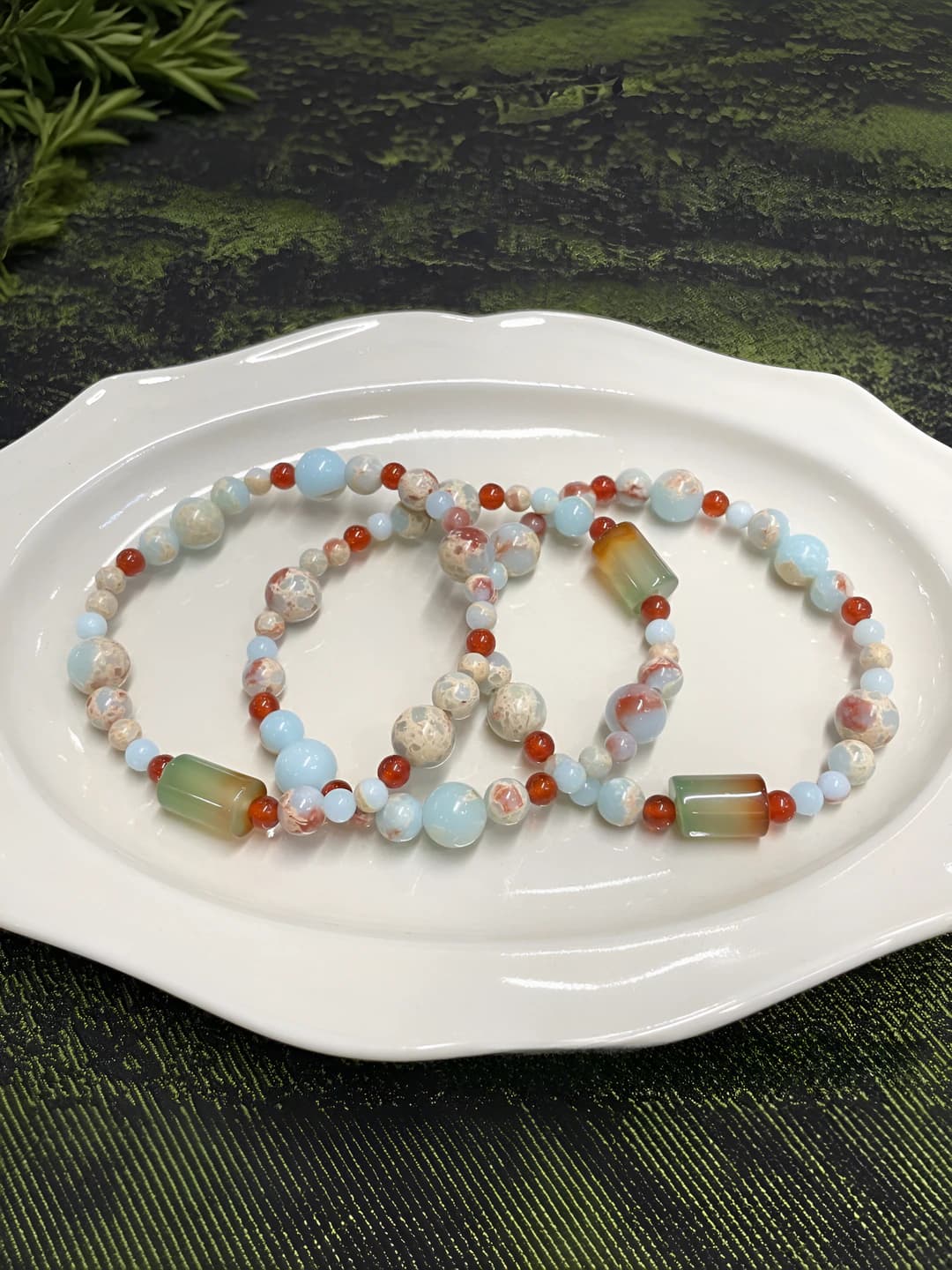 Shoushan stone + Red agate + Peacock bracelet