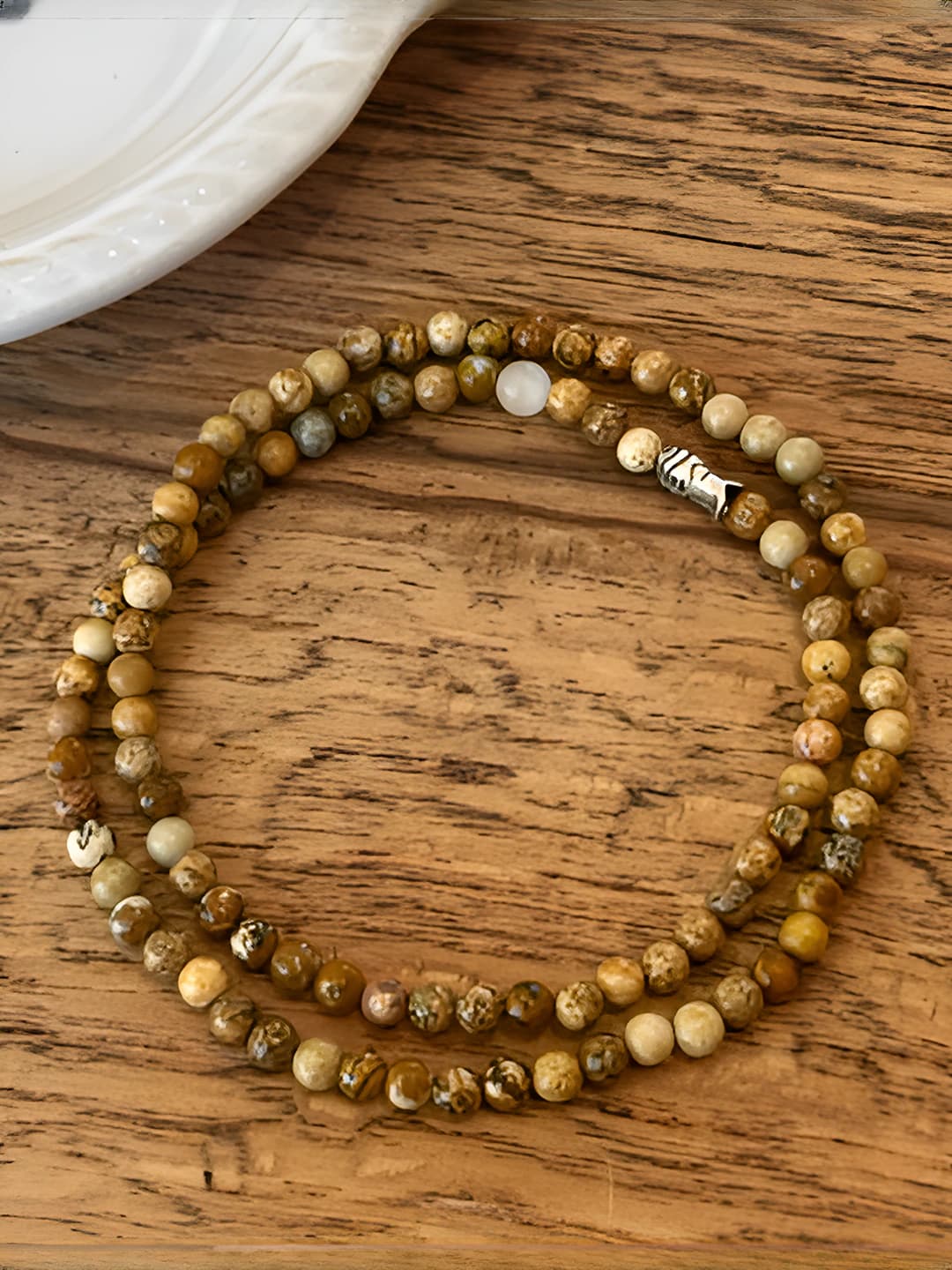 New Chinese style beaded bracelet with natural stone and fish accessory, double loop, for men and women