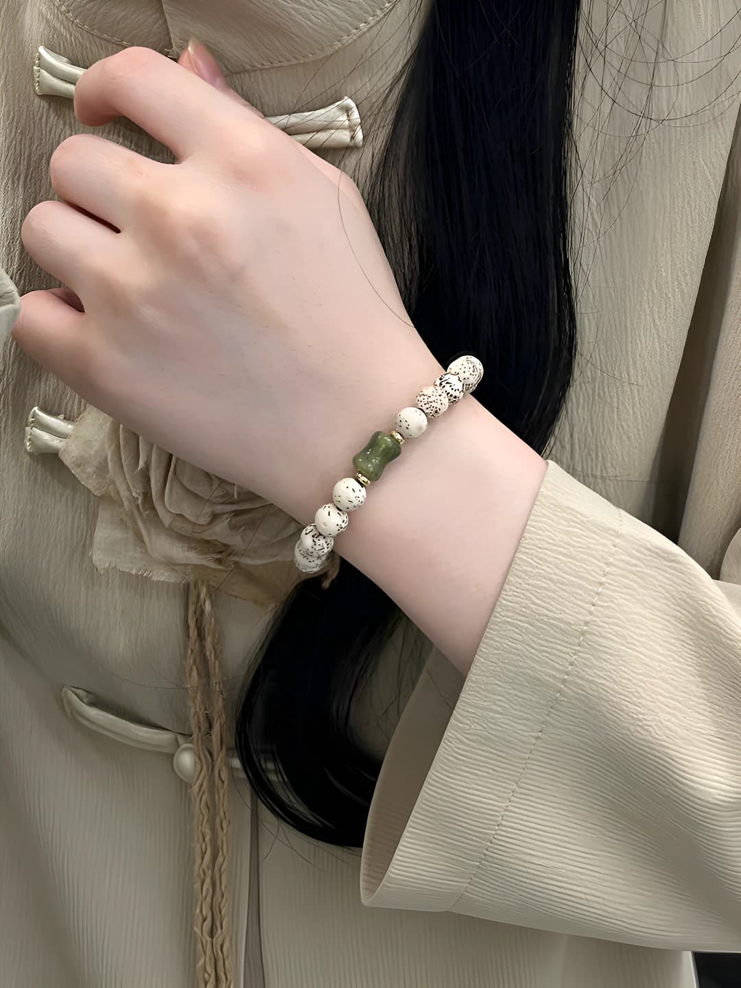 Star moon bodhisattva Hetian jade bamboo bracelet