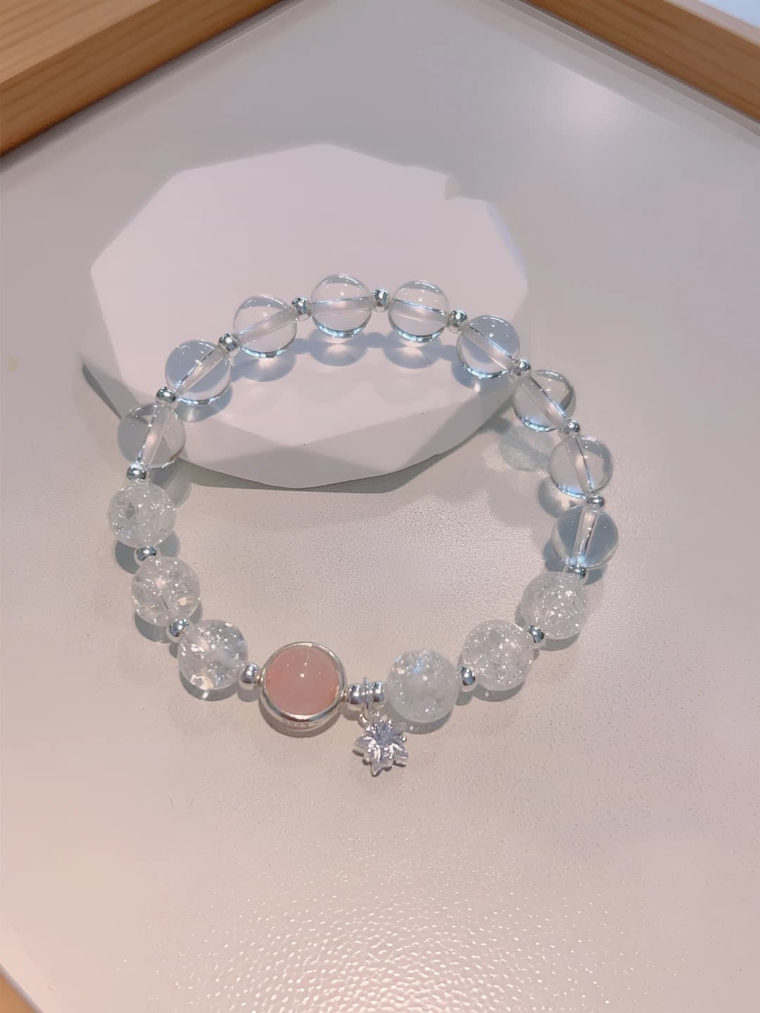 Women's star-shaped glass and fused glass bracelet, handmade, Japanese-Korean style, clear crystal