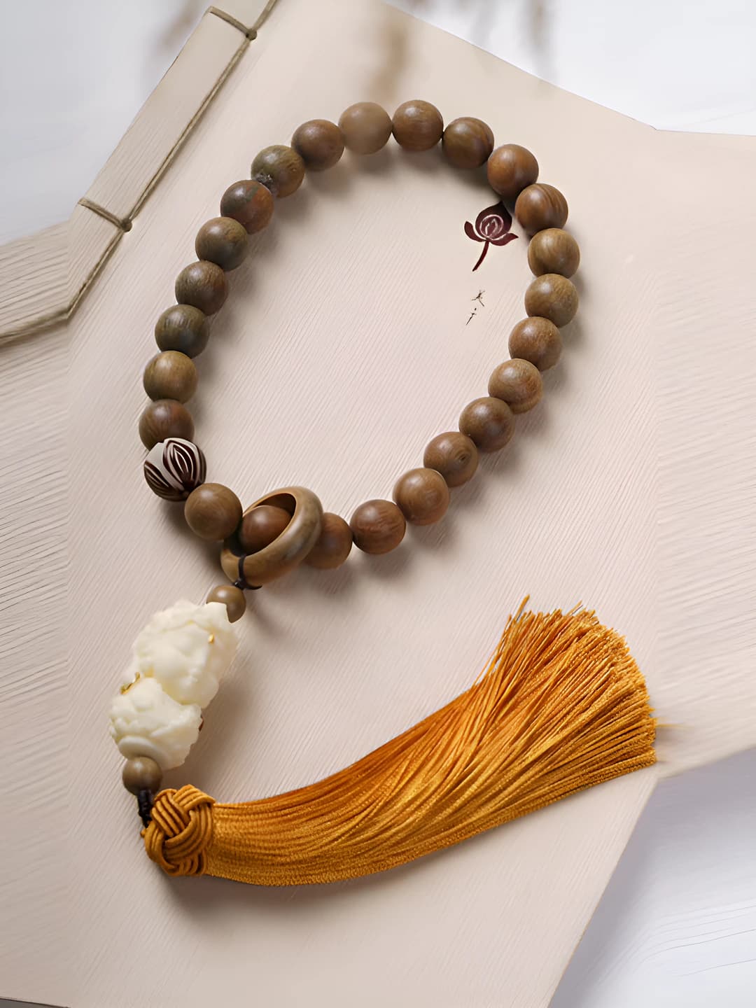 New Chinese style green sandalwood prayer beads, handmade bracelet and car pendant
