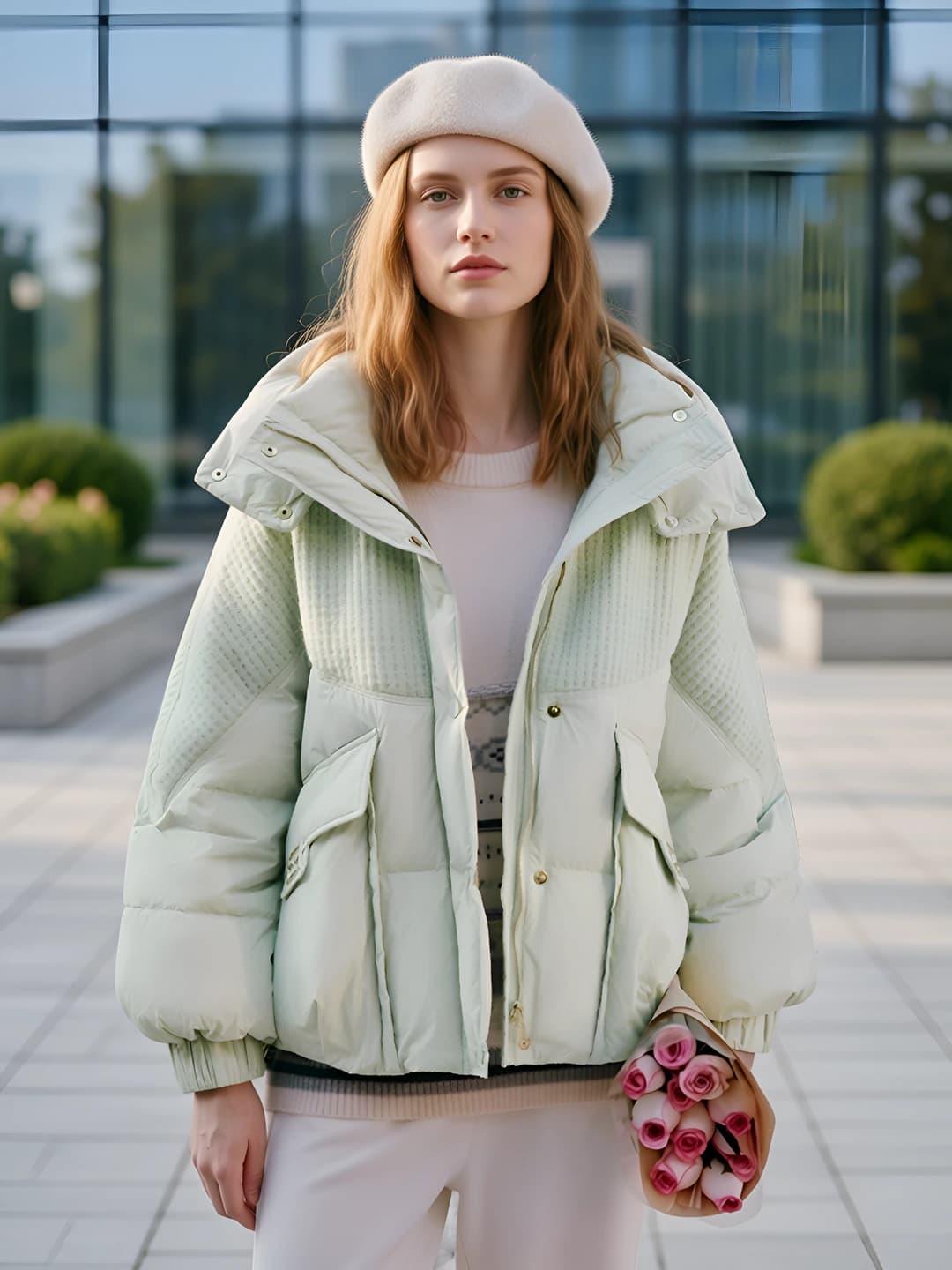 Women's 2026 winter Korean style padded jacket for petite, short length, down-alternative fill, loose fit, zip closure, thickened