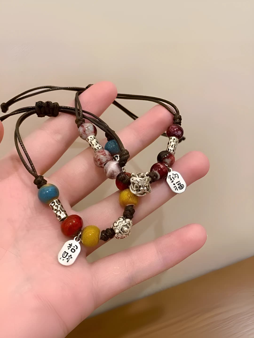Women's retro ceramic beaded bracelet