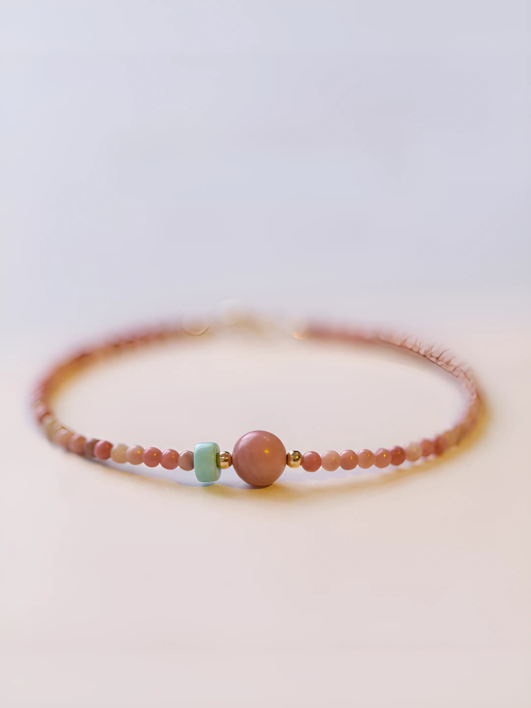 Women's red stone and rose quartz bracelet in new Chinese style
