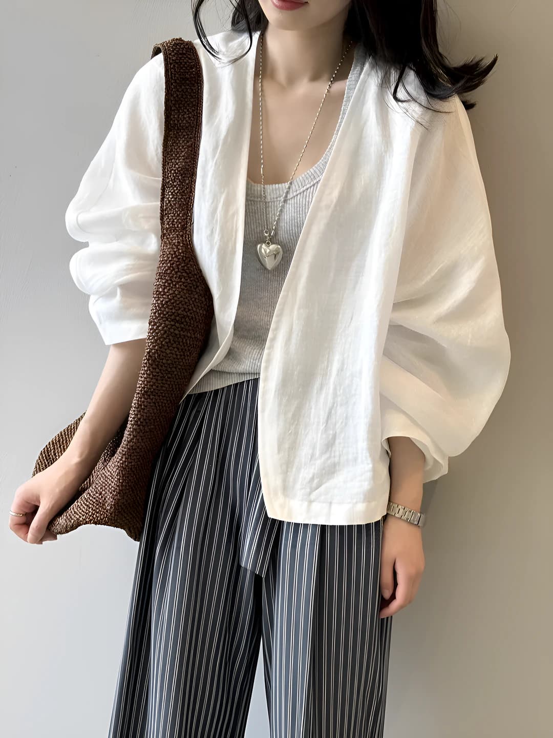 Ayollar uchun retro uslubdagi yozgi uzun yengli yupqa ko'ylak-shirt, bo'sh kesim, quyoshdan himoyalovchi