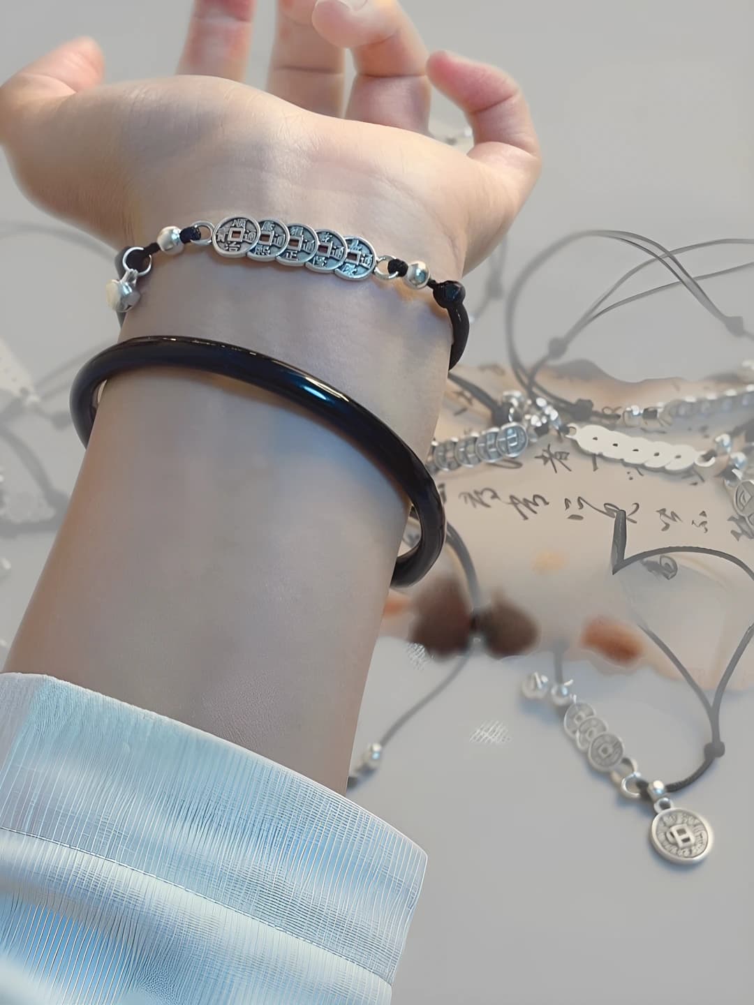 M622, black braided bracelet