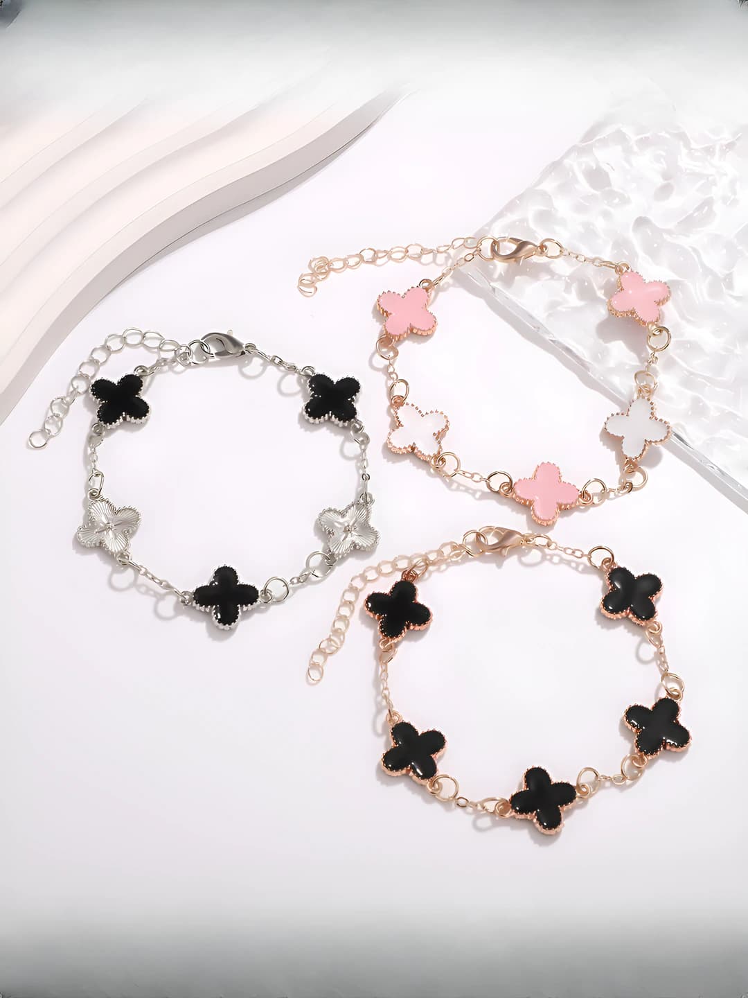 Four-leaf clover bracelet for girls, alloy, geometric shape, style: nature