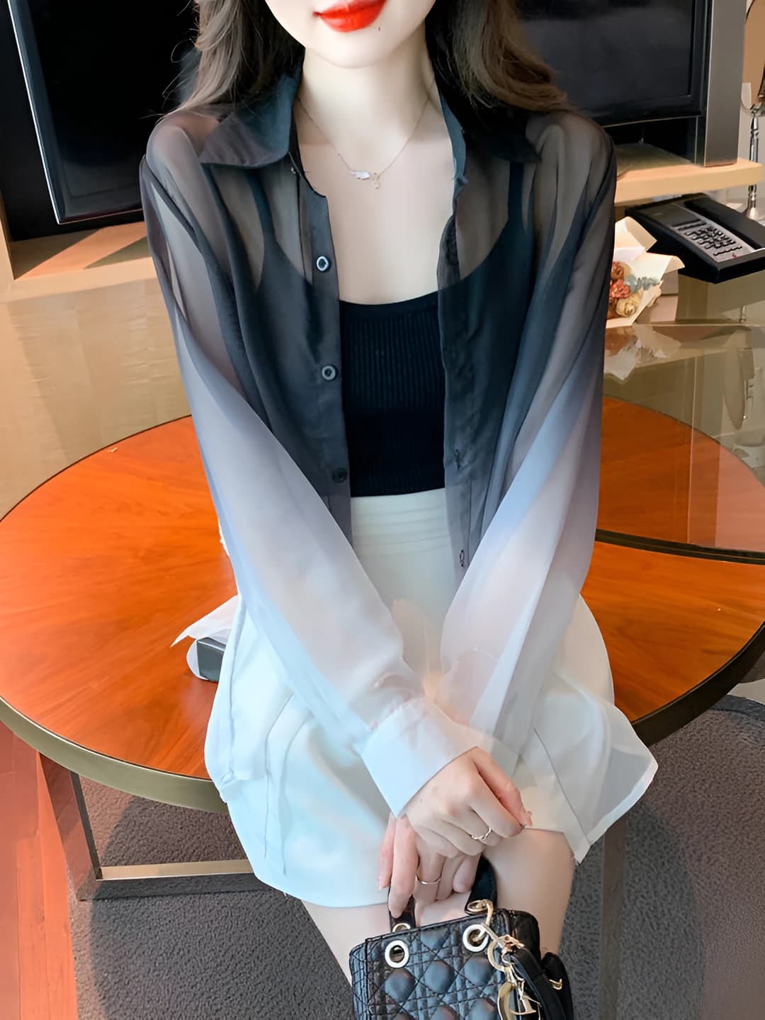 Women's summer sun-protective loose fit shirt in Korean style, long sleeve, POLO collar, slim fit