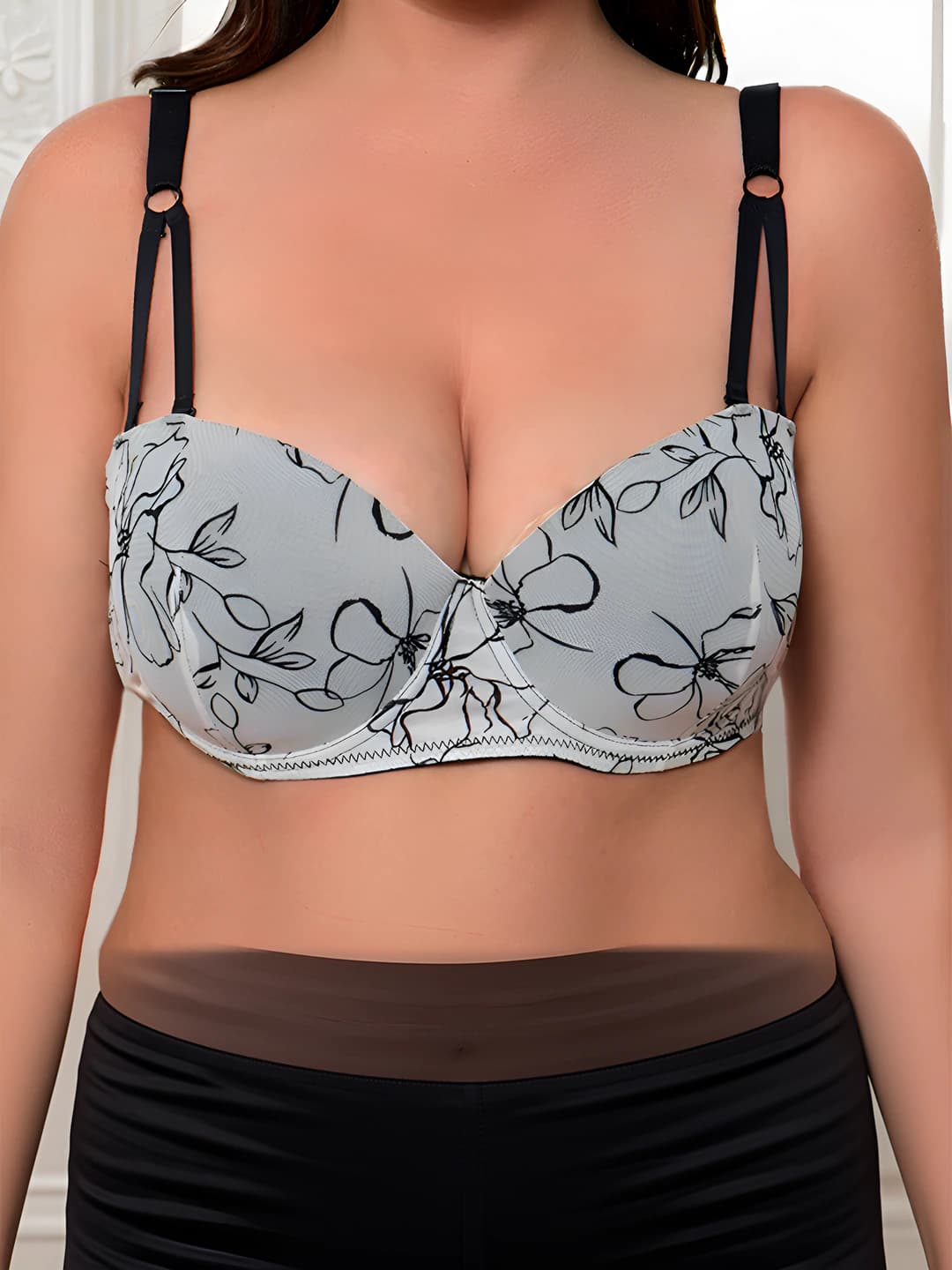 Women's plus size bra, all-season, classic style, 3/4 cup, back three-row closure