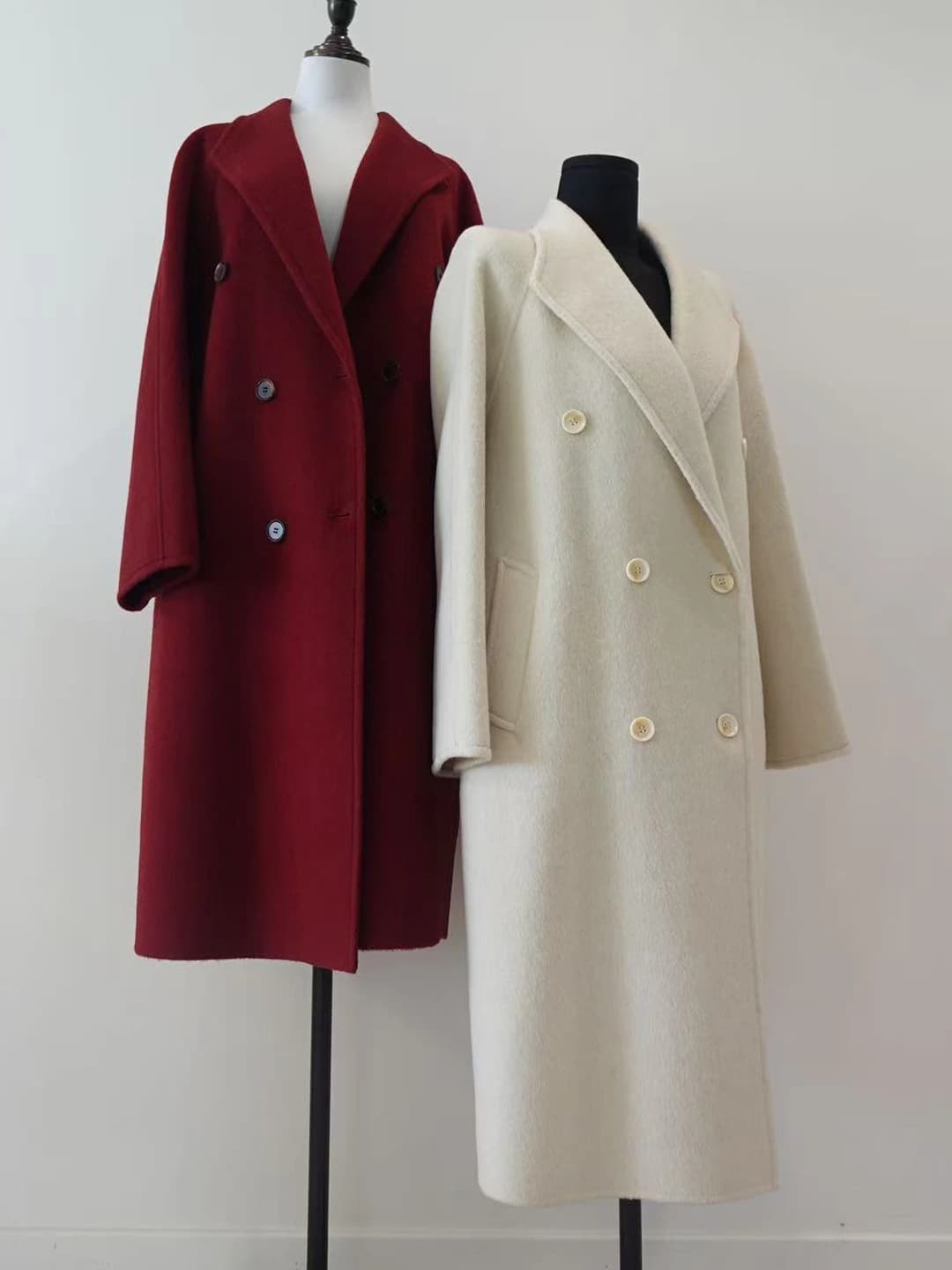 Women's wool and yak hair coat, loose fit, long sleeve, blazer collar, 3 buttons