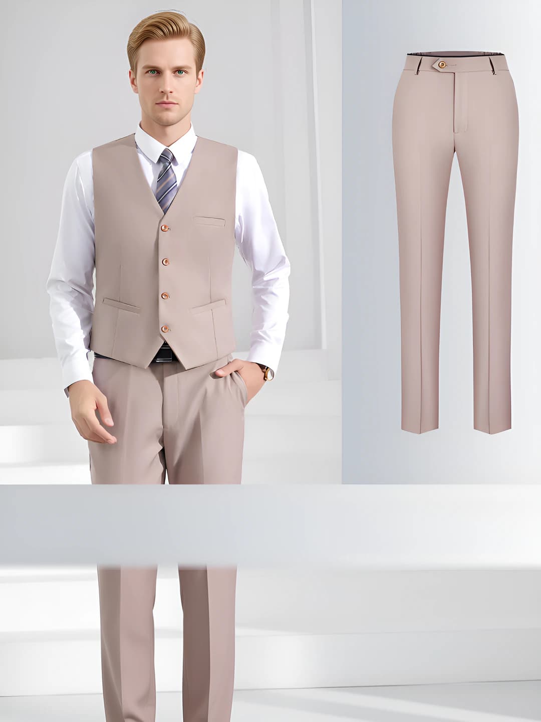 Men's olive green vest + men's pants