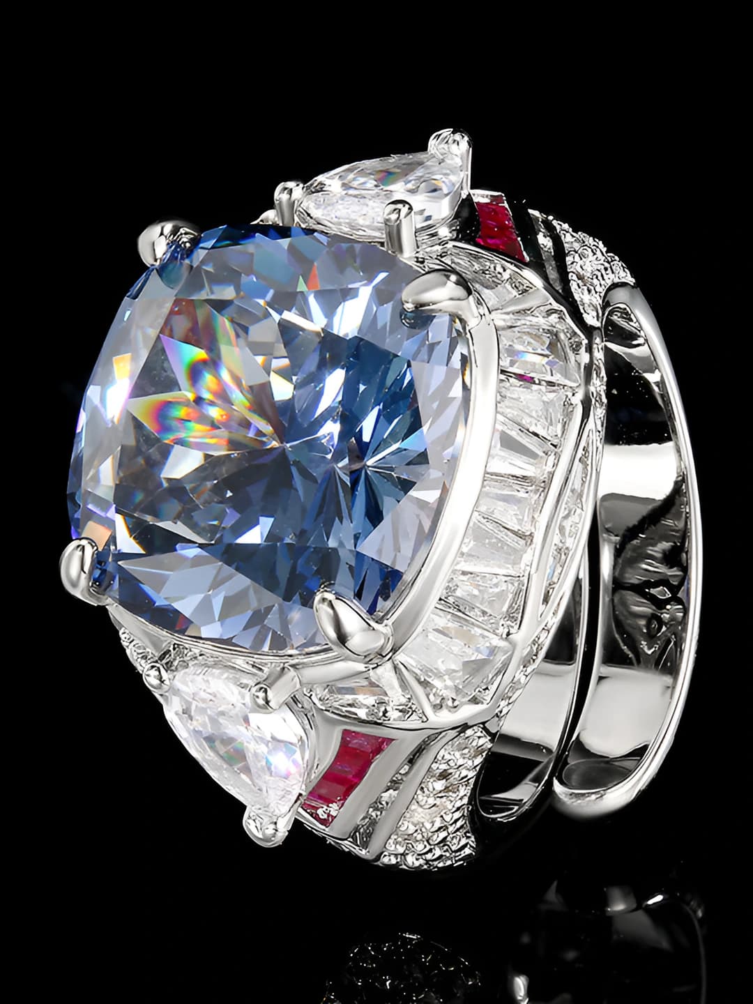 White plated blue ring