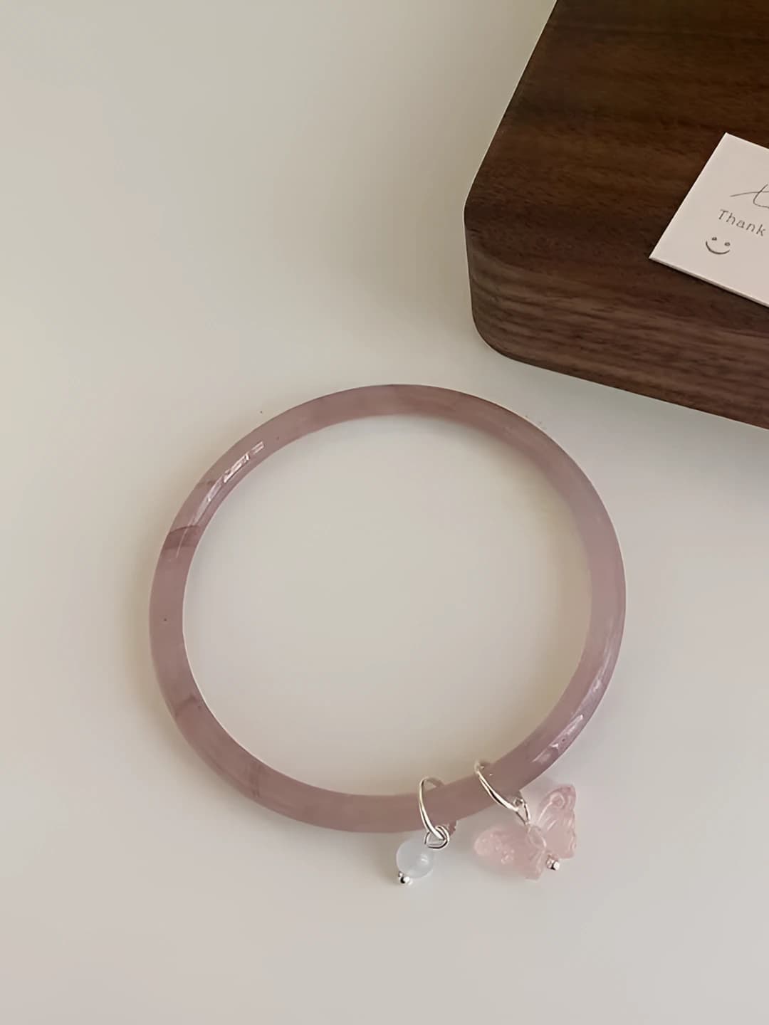 M349, pink butterfly bracelet