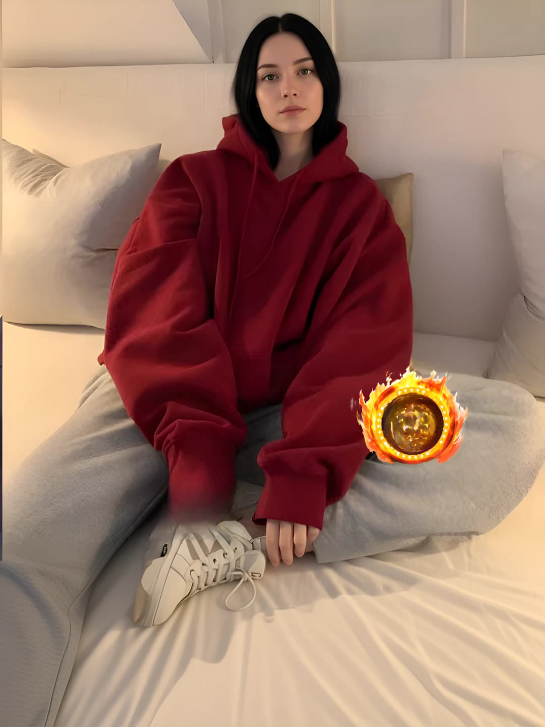 Бордовый худи, утеплённый
