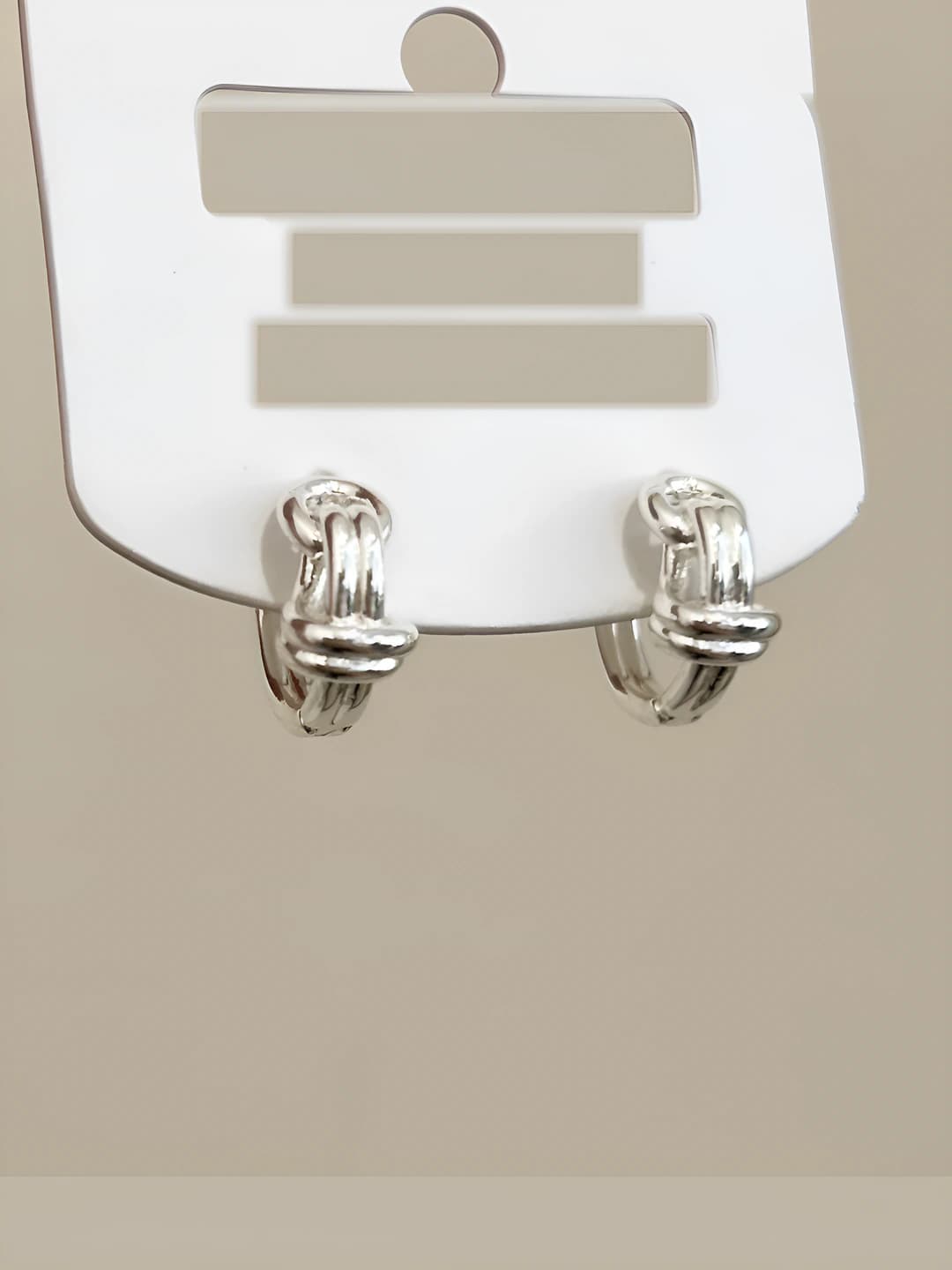 Silver, double layer, knotted earrings