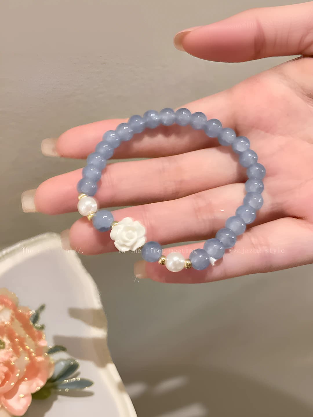 M926 milky blue camellia bracelet