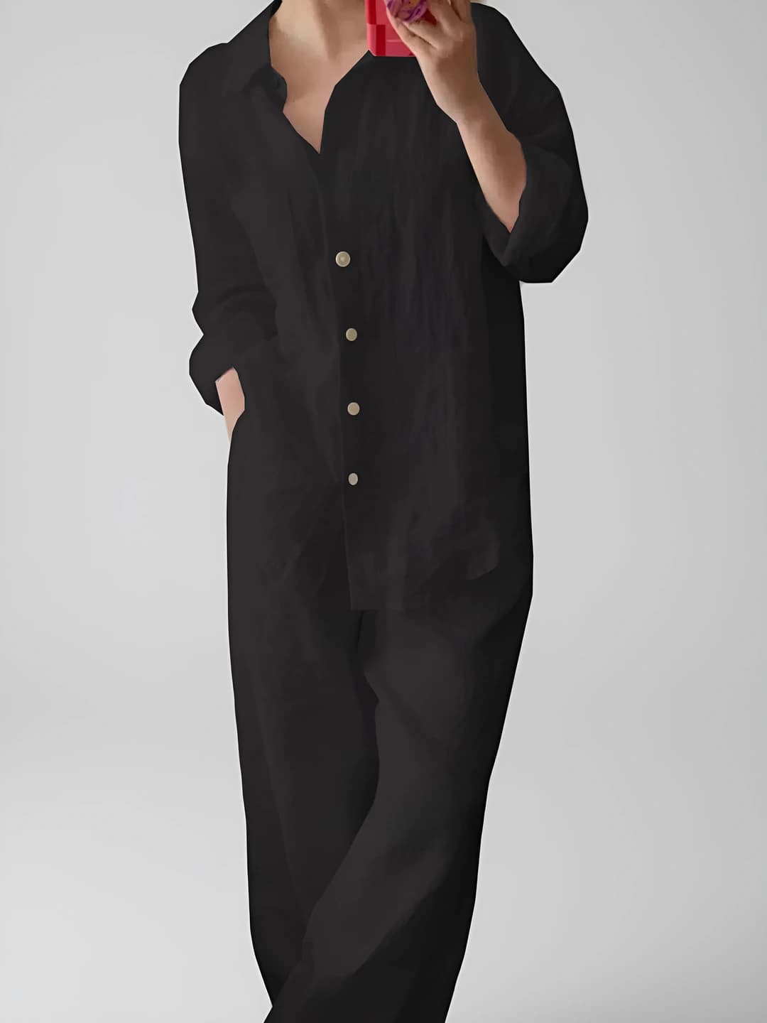 Women's clothing set: main fabric composition: 50% (inclusive) - 70% (exclusive), main fabric composition 2: 50% (inclusive) - 70% (exclusive), long sleeve, wide-leg trousers