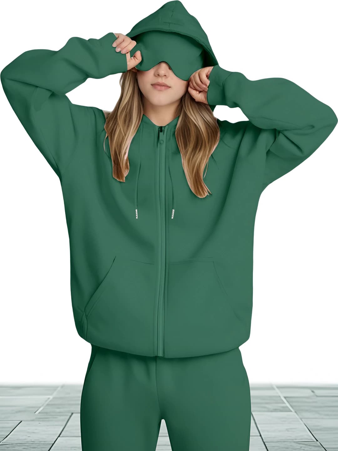 914 Zip Dark Green Top