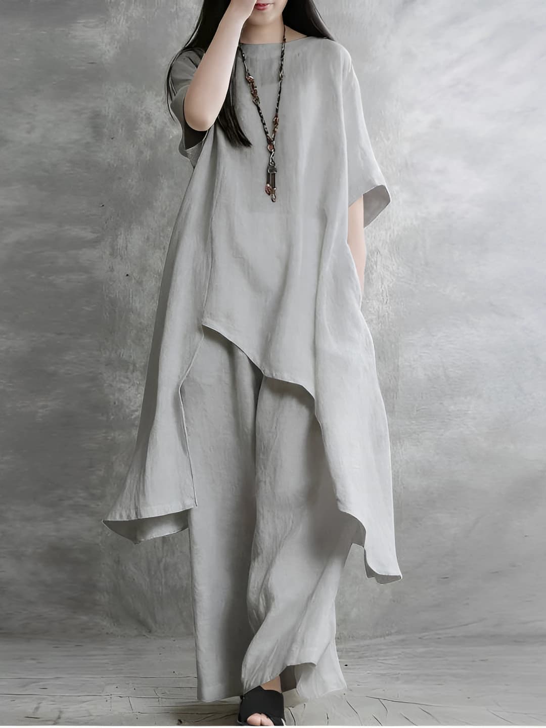 Women's casual set: short sleeve t-shirt and trousers, plus size, all-season, sports style