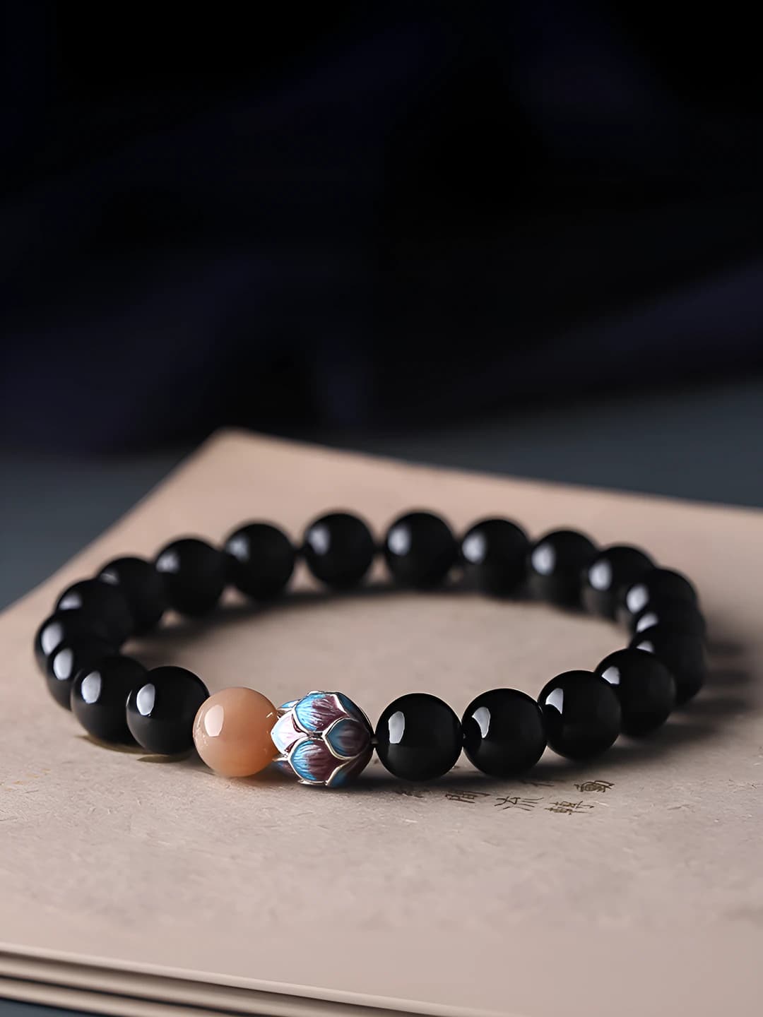 Qora obsidian lotus 6mm