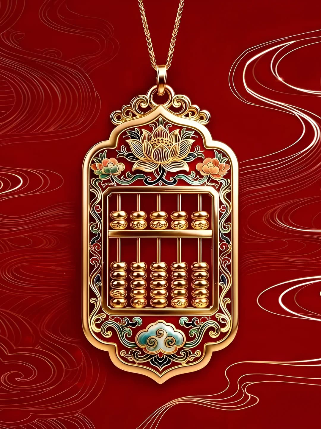 Women's retro abacus pendant necklace in Chinese style