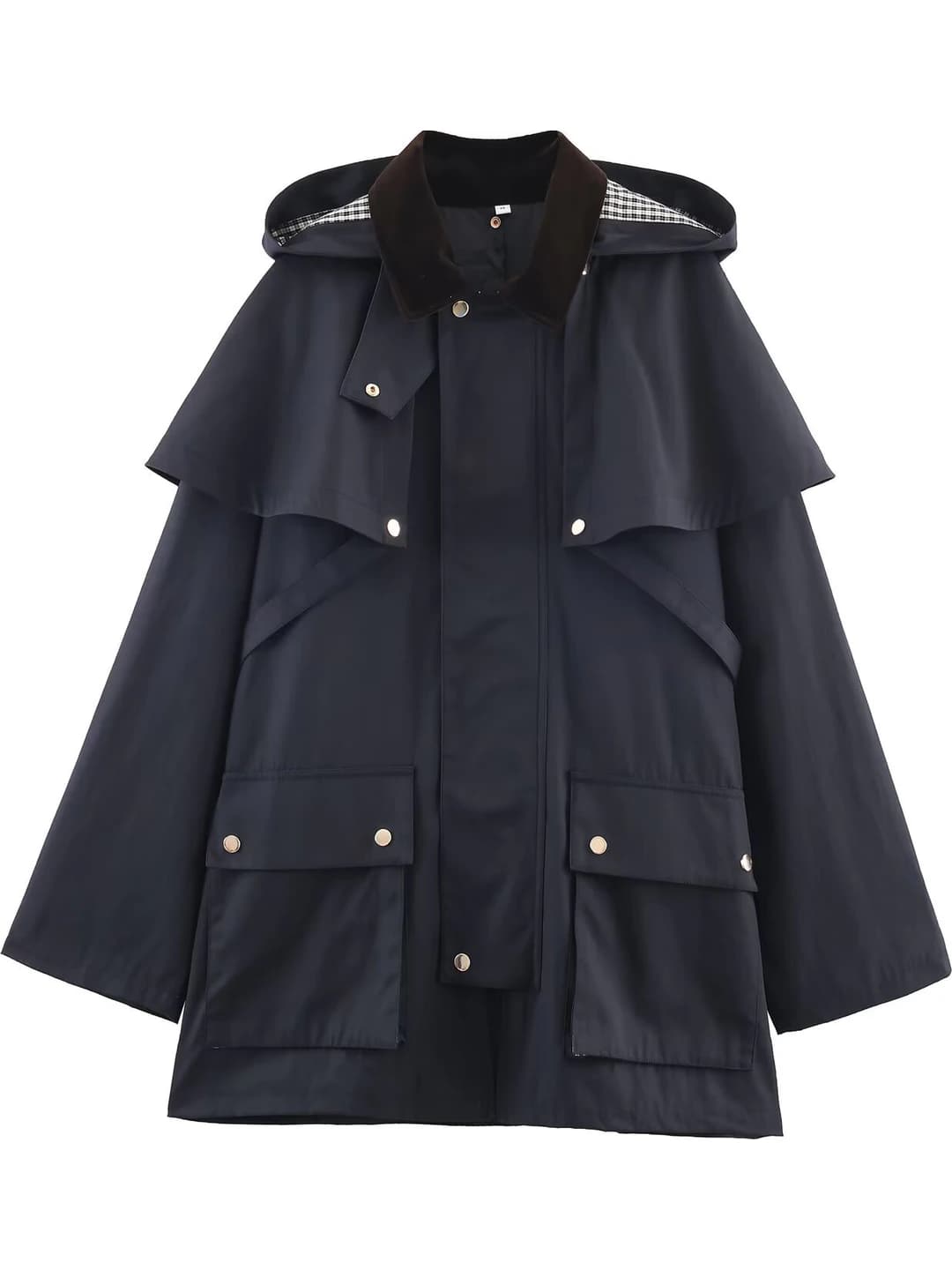 Women's 2026 spring-autumn trench coat, lapel collar, long sleeve, long, solid colour, regular fit