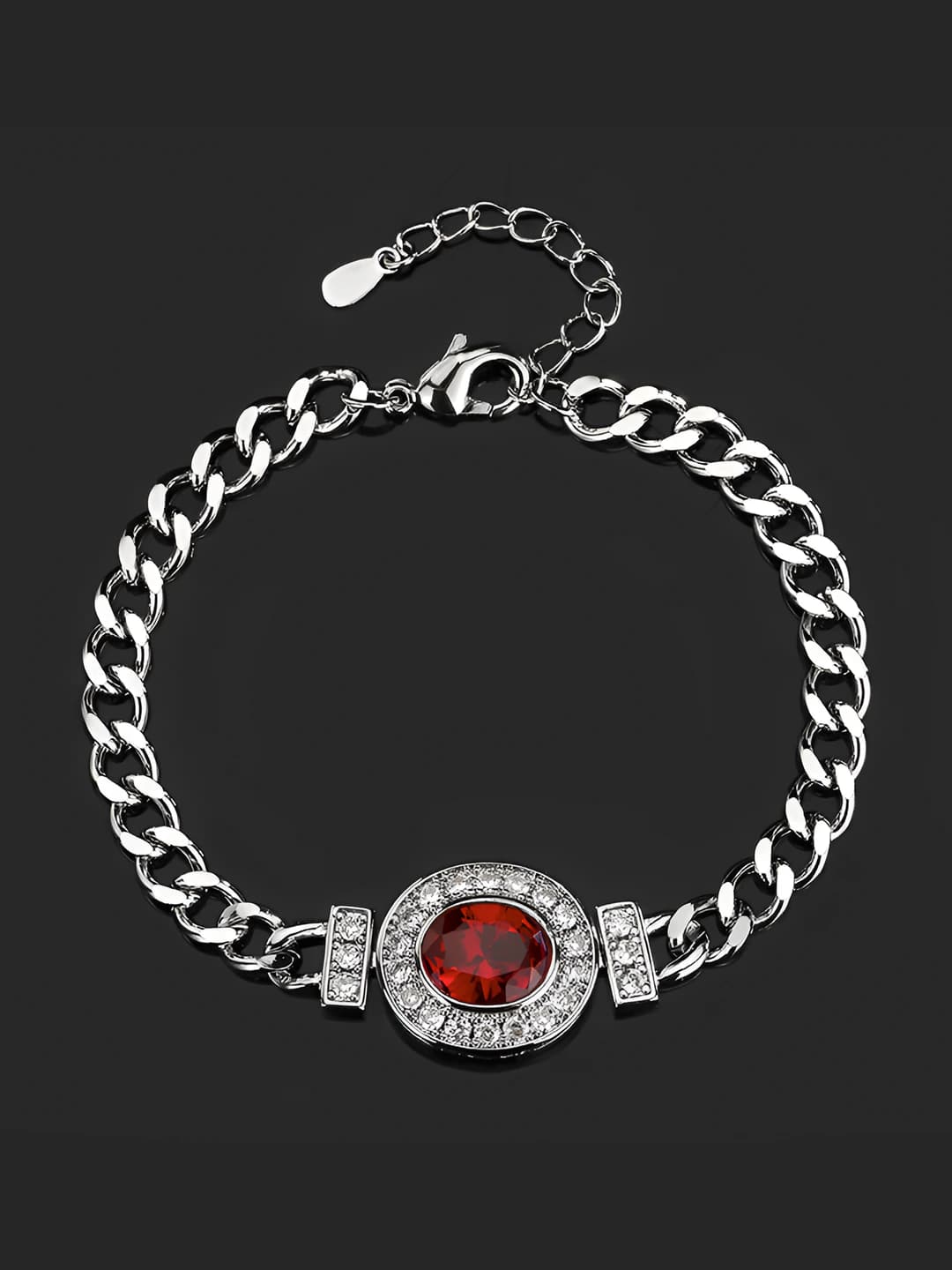 White gold red ruby 5# bracelet